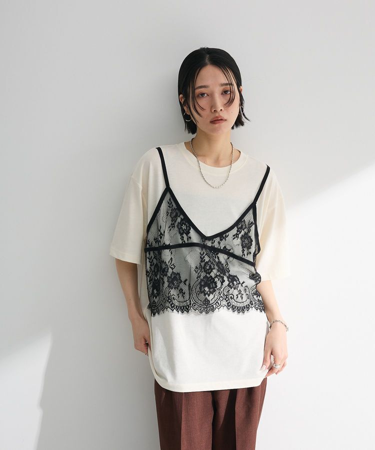 Green Parks「レースビスチェドッキングチュニック」|チュニック|Ivory