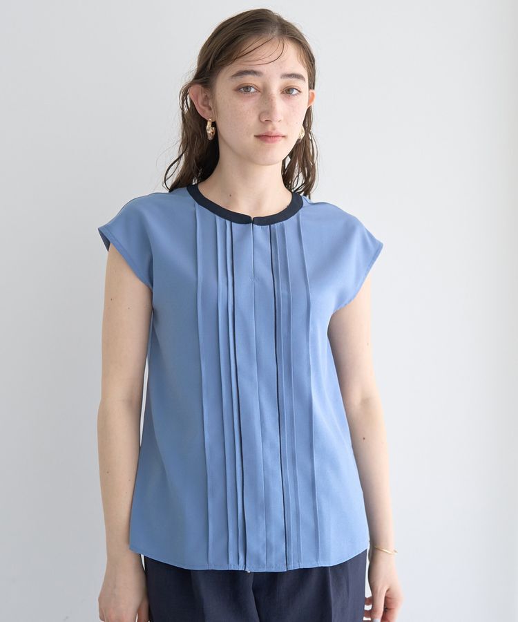 YECCA VECCA「配色タックデザインブラウス」|シャツ・ブラウス|