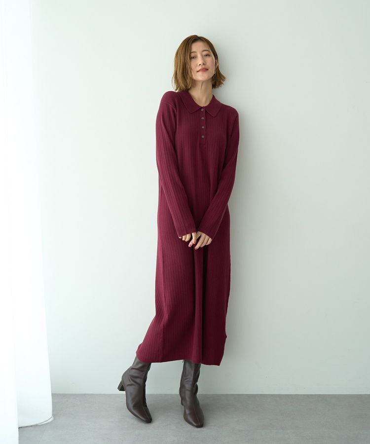 YECCA VECCA「襟付きニットワンピース」|ワンピース|