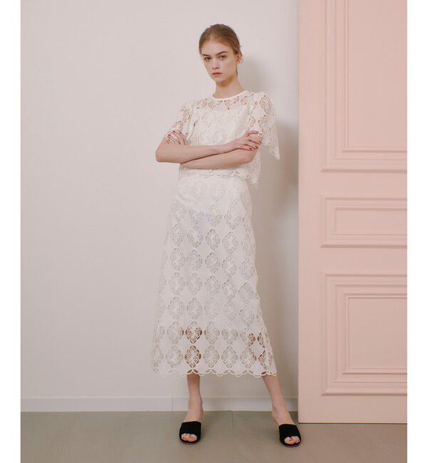 LOULOU WILLOUGHBY「【LOULOU WILLOUGHBY】タフタシシュウタイトスカート」|タイト|