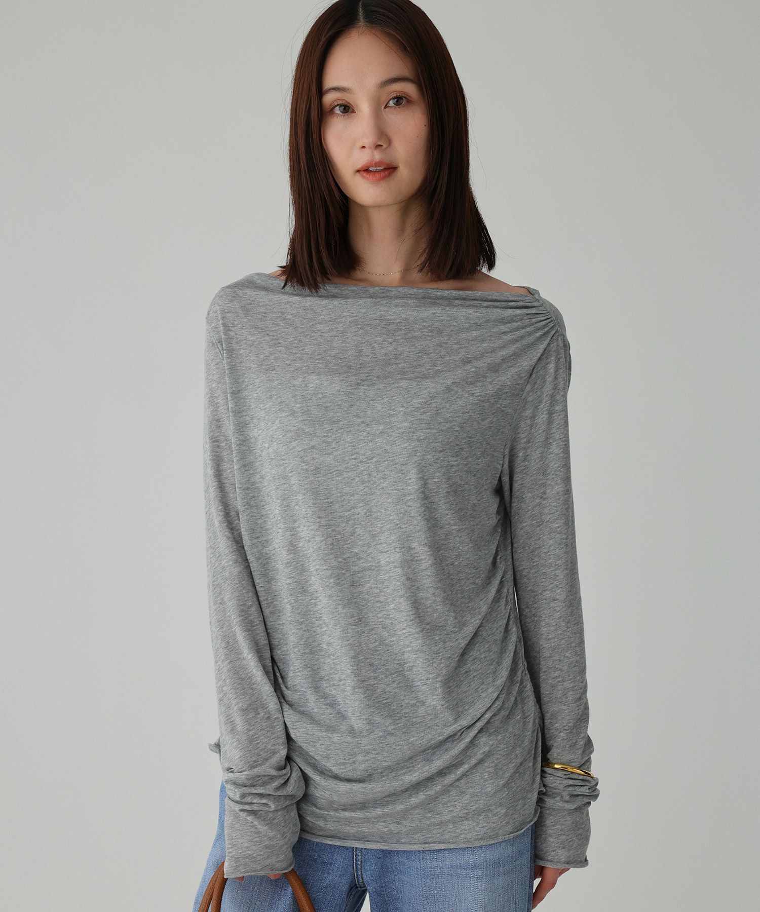 BABYLONE「【手洗い可】ギャザーベアテンカットソー」|Tシャツ・カットソー|ｸﾞﾚｰ