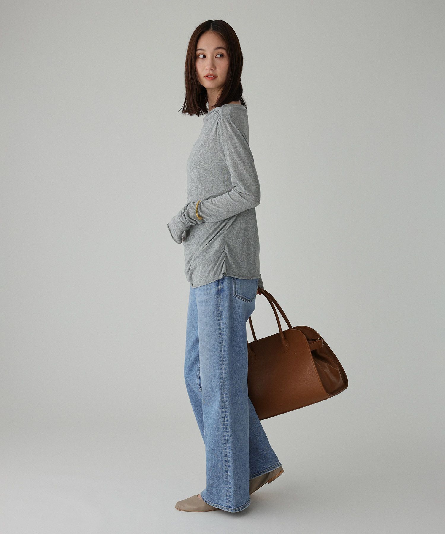 BABYLONE「【手洗い可】ギャザーベアテンカットソー」|Tシャツ・カットソー|