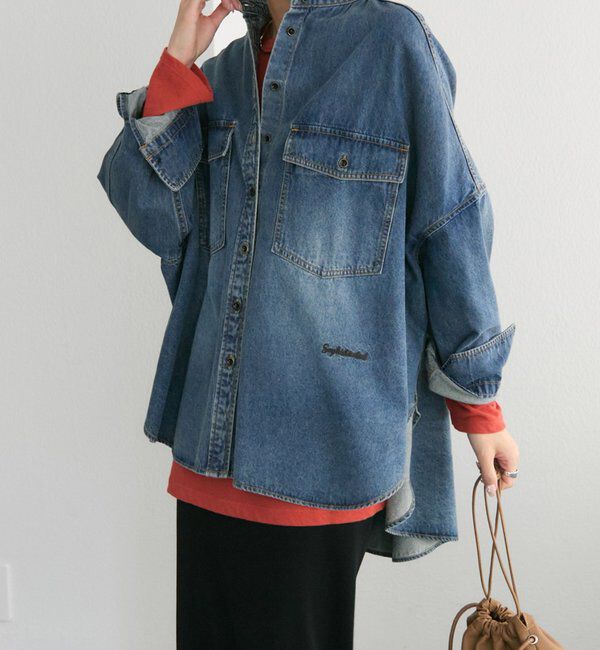  「【累計1万枚突破！/名品】ヴィンテージライクデニムバンドカラーシャツ」|シャツ・ブラウス|