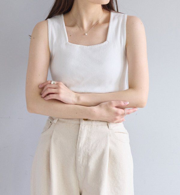  「【リバイバル/Du noir】リネンタッチスクエアタンク」|タンクトップ|