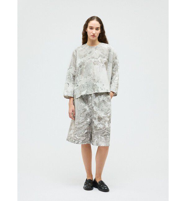 mizuiro ind「mizuiro ind マーブルプリントキュロットパンツ」|その他|グレー