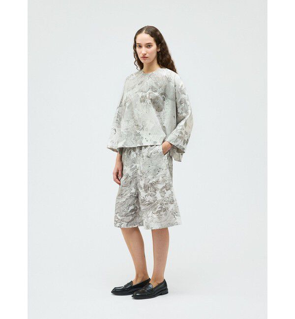 mizuiro ind「mizuiro ind マーブルプリントワイドプルオーバー」|シャツ・ブラウス|