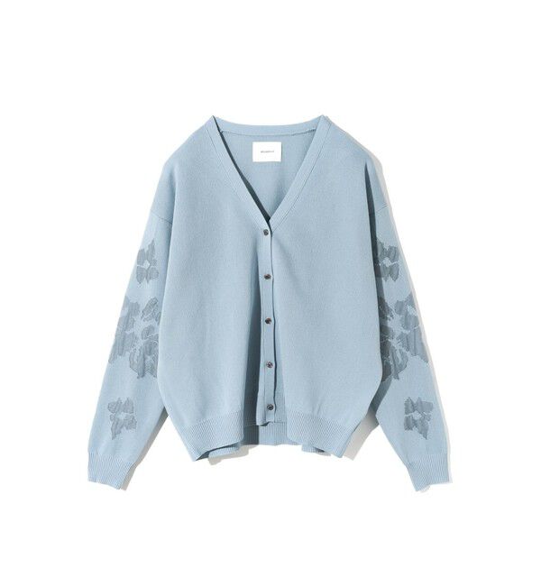 MIDIUMISOLID「MIDIUMISOLID for Ladies フラワージャカードカーディガン」|カーディガン|サックス&times;グレー