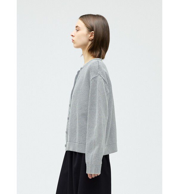 mizuiro ind「mizuiro ind ストーンウォッシュメッシュクルーネックカーディガン」|カーディガン|