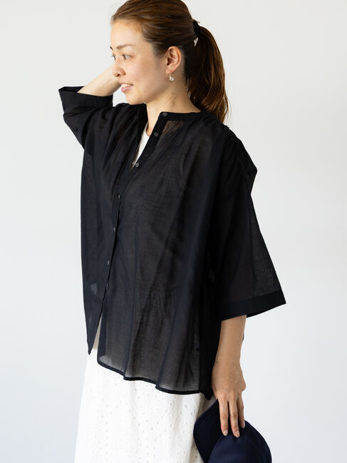 Lugnoncure「コットンギャザーブラウス」|シャツ・ブラウス|ブラック