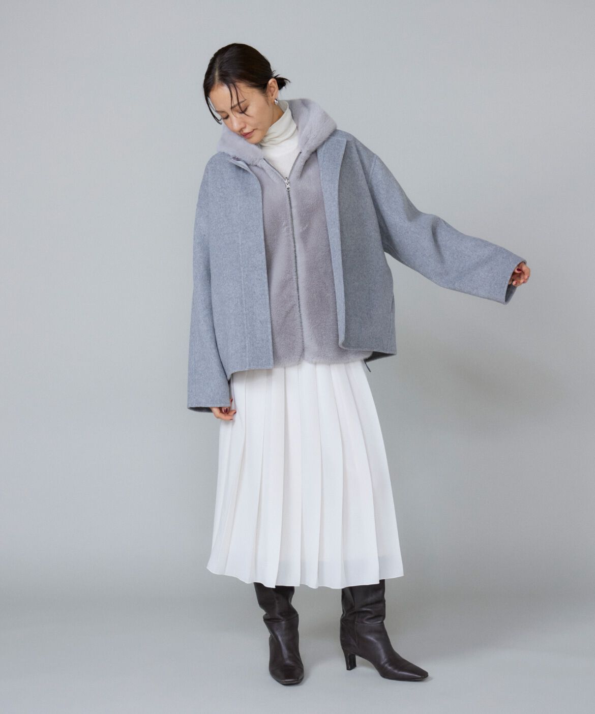 Le Souk「《大きいサイズ》クルーネックリバーコート」|ピーコート|