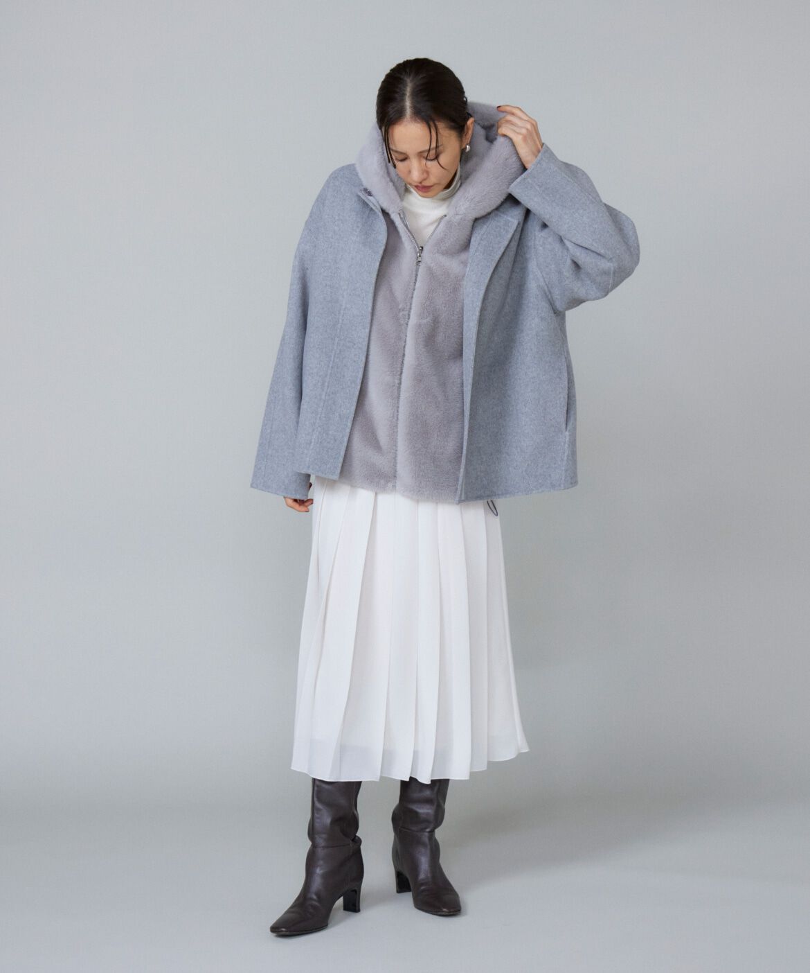 Le Souk「《大きいサイズ》クルーネックリバーコート」|ピーコート|