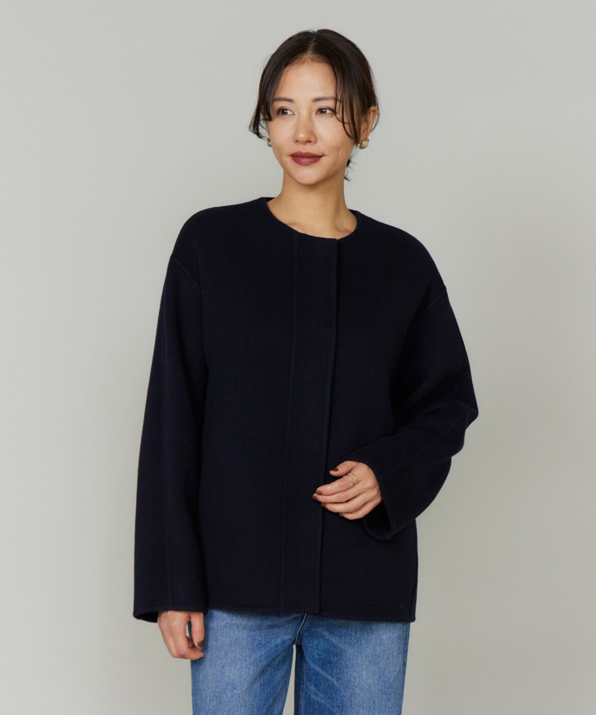 Le Souk「《大きいサイズ》クルーネックリバーコート」|ピーコート|