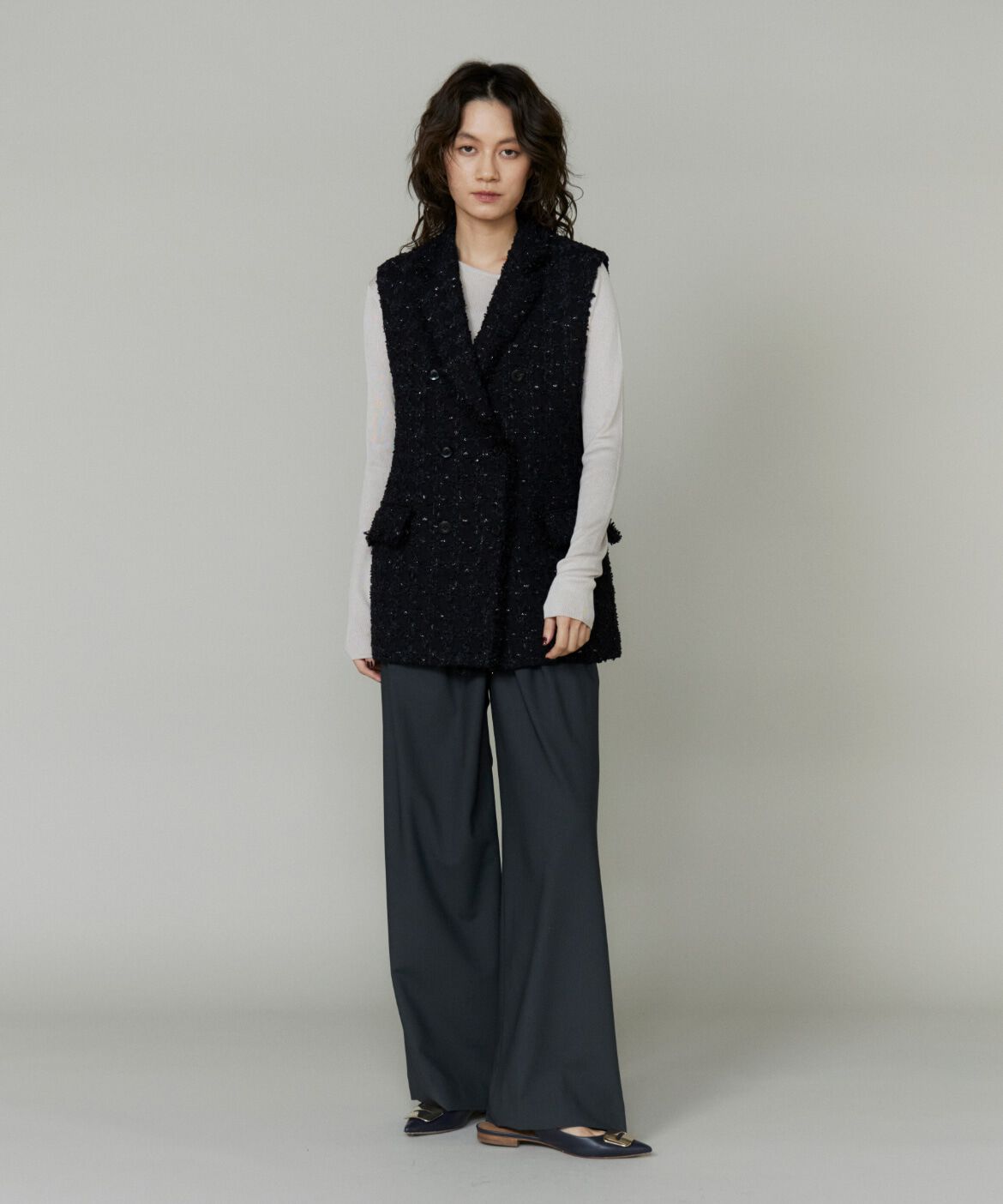 la veille by SUPERIOR CLOSET「《大きいサイズ》LINTONテーラードジレ」|ダウンベスト・ベスト|