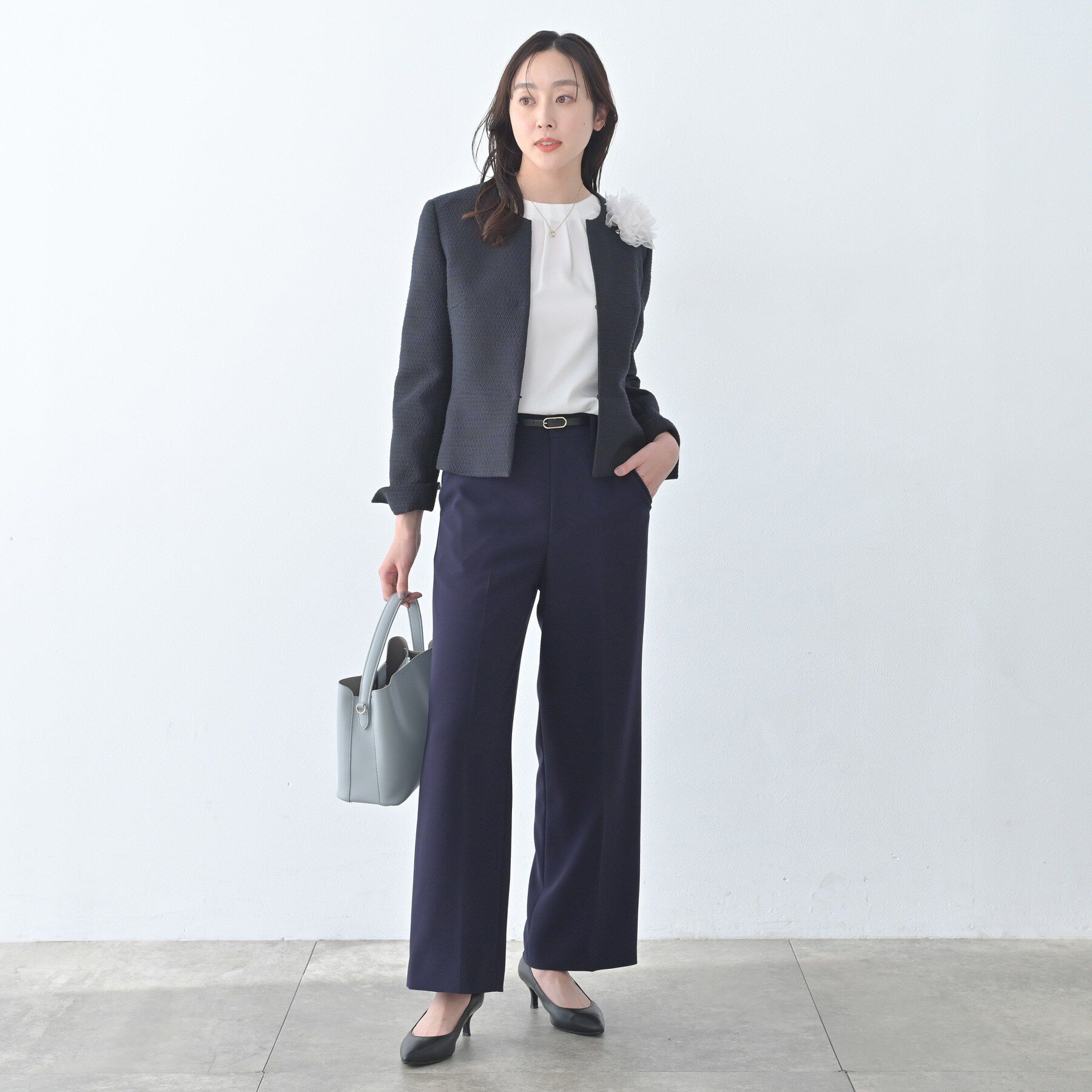 UNTITLED「ツイード ペプラムジャケット」|ノーカラージャケット|