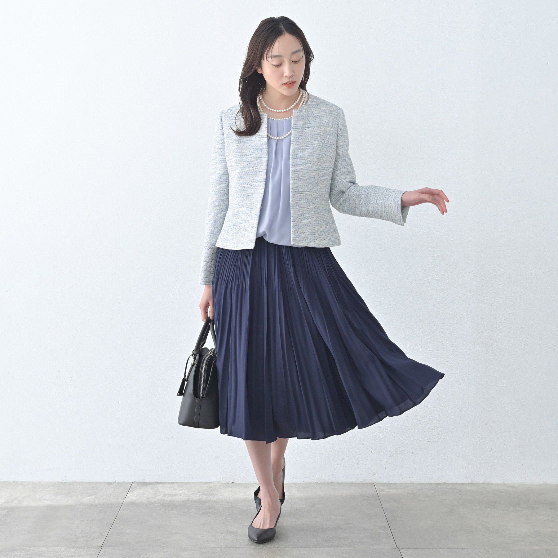 UNTITLED「ツイード ペプラムジャケット」|ノーカラージャケット|