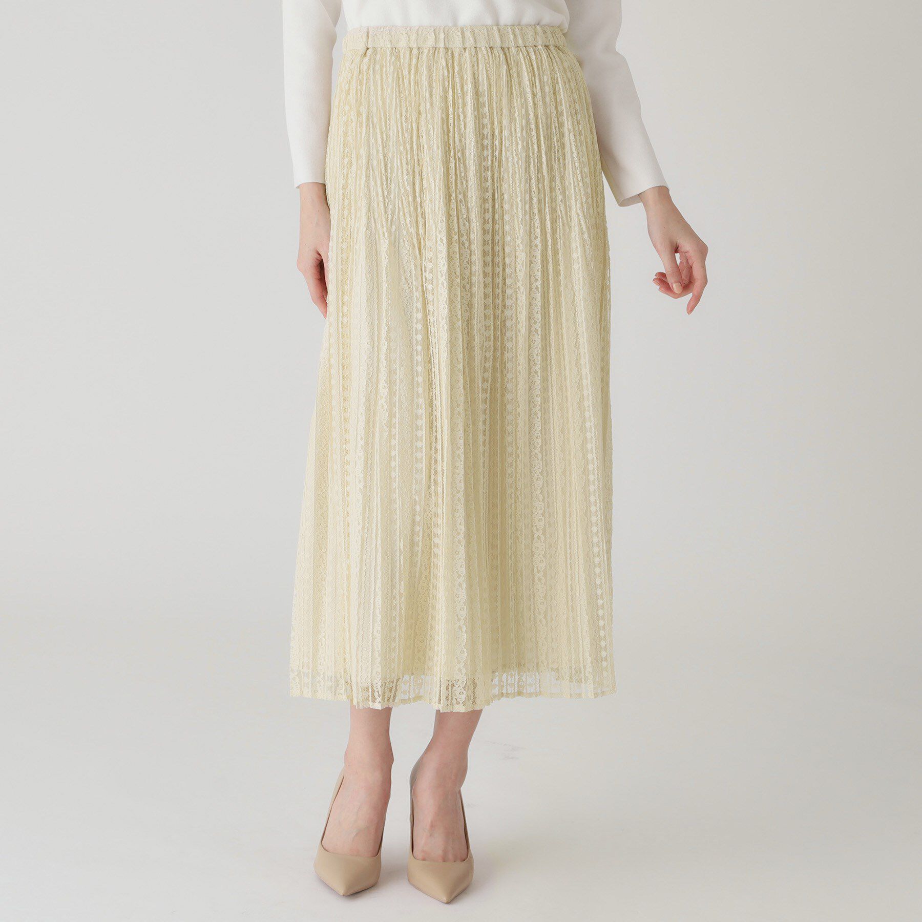 COUP DE CHANCE「【洗える】レース素材プリーツスカート」|スカート|