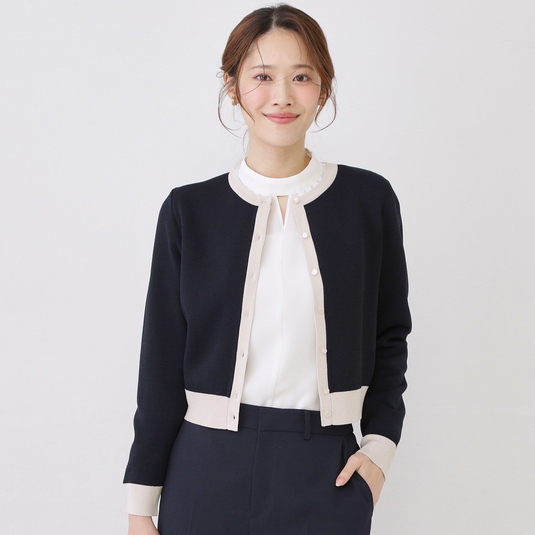 COUP DE CHANCE「【手洗い可／幾何柄／無地あり】短め丈カーディガン」|カーディガン|