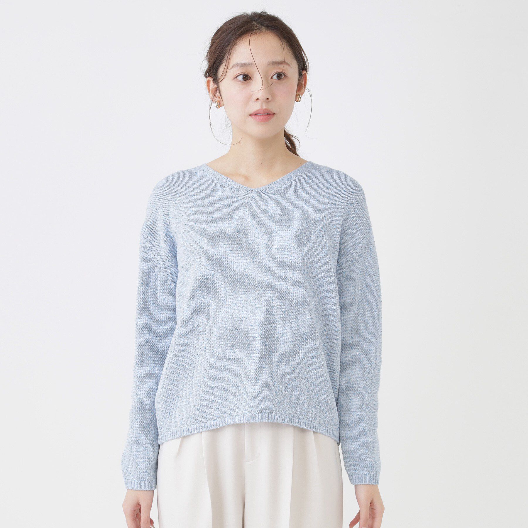 COUP DE CHANCE「【手洗い可／ラメ混】浅Vネックニットトップス」|ニット・セーター|