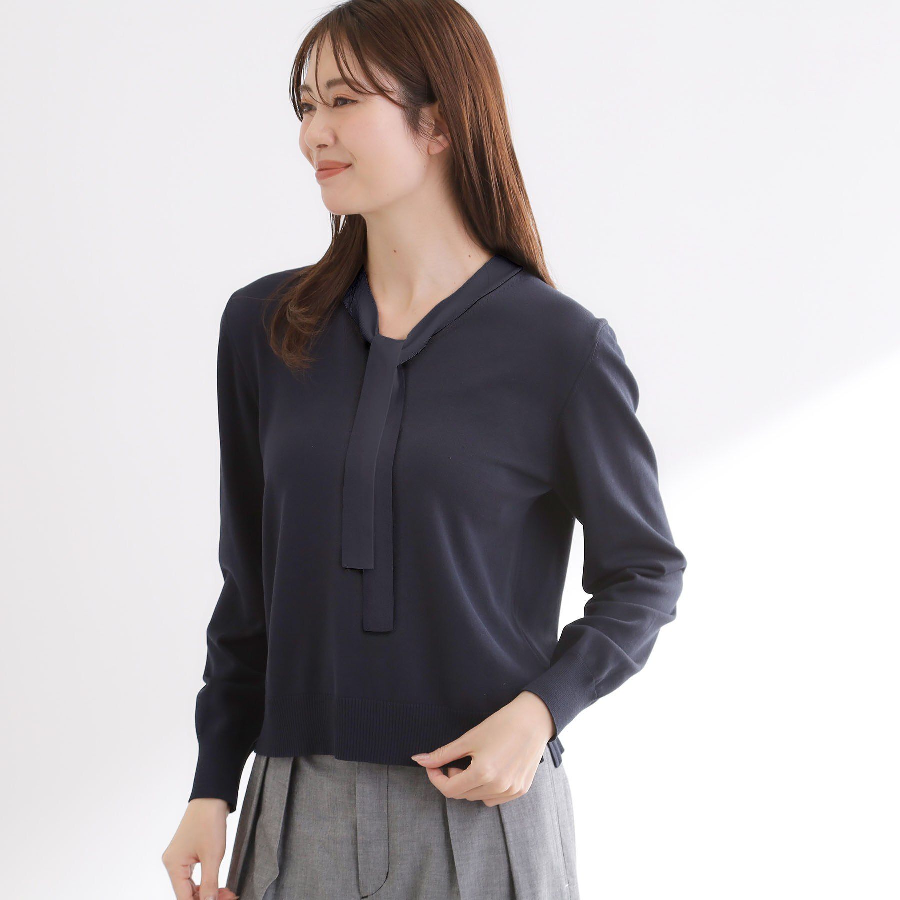 Reflect「ハイゲージボウタイニット」|ニット・セーター|ネイビー(094)