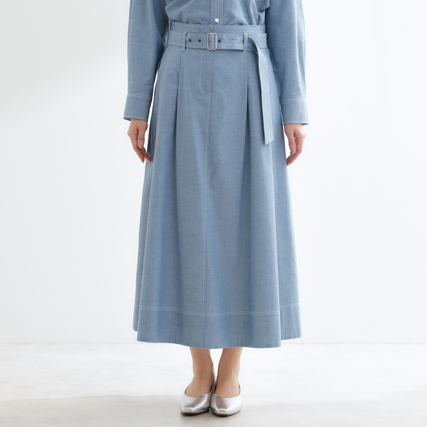 Reflect「ダンガリータックフレアスカート」|スカート|