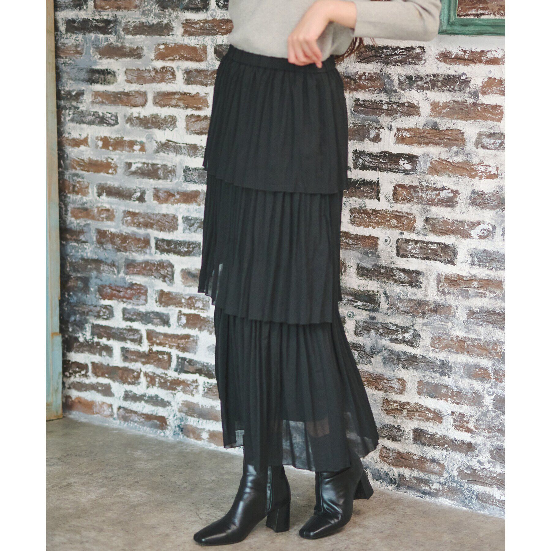 DRESSTERIOR「プリーツティアードスカート」|スカート|