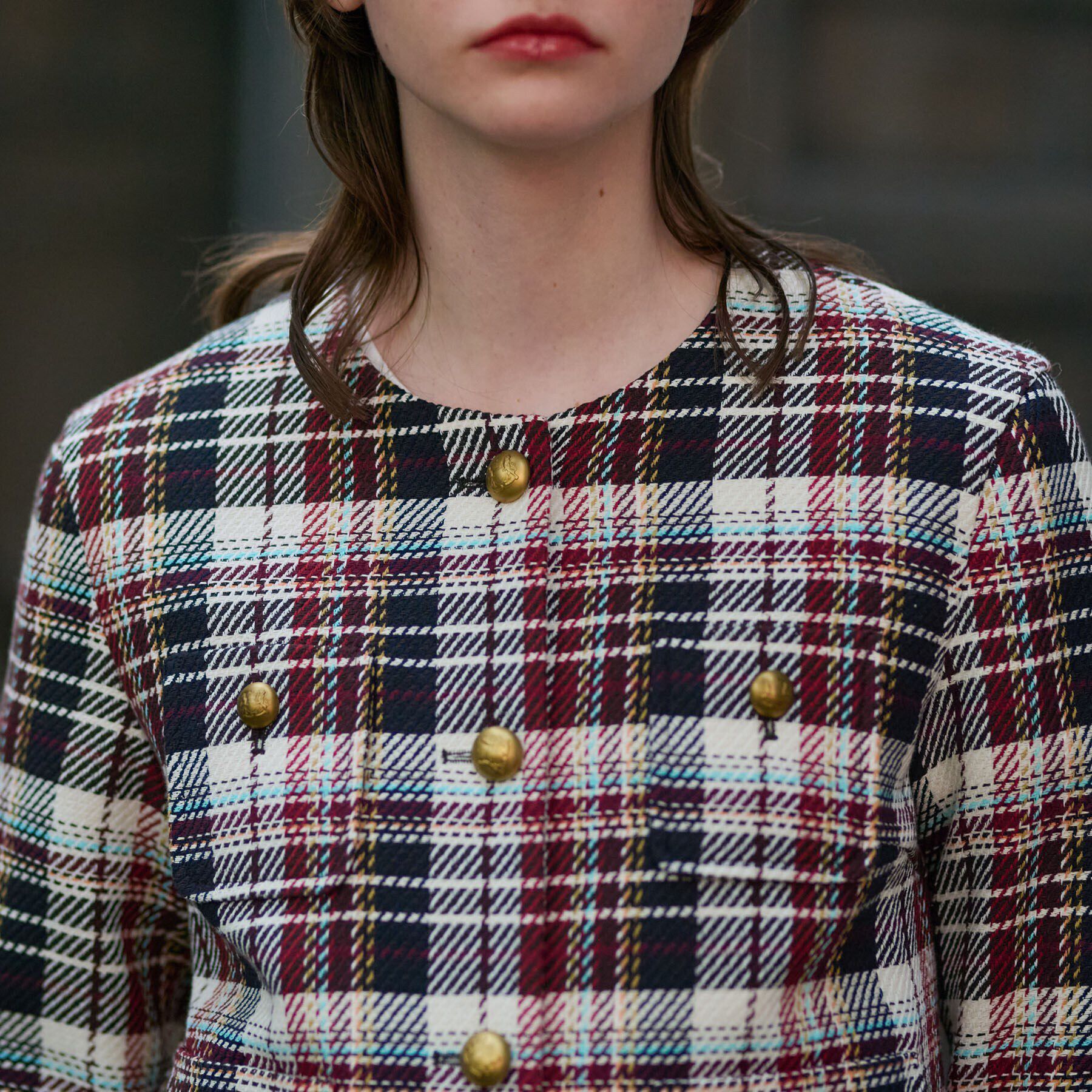 DRESSTERIOR「【DEVEAUX社ツイード使用】コンパクトチェックジャケット」|ノーカラージャケット|