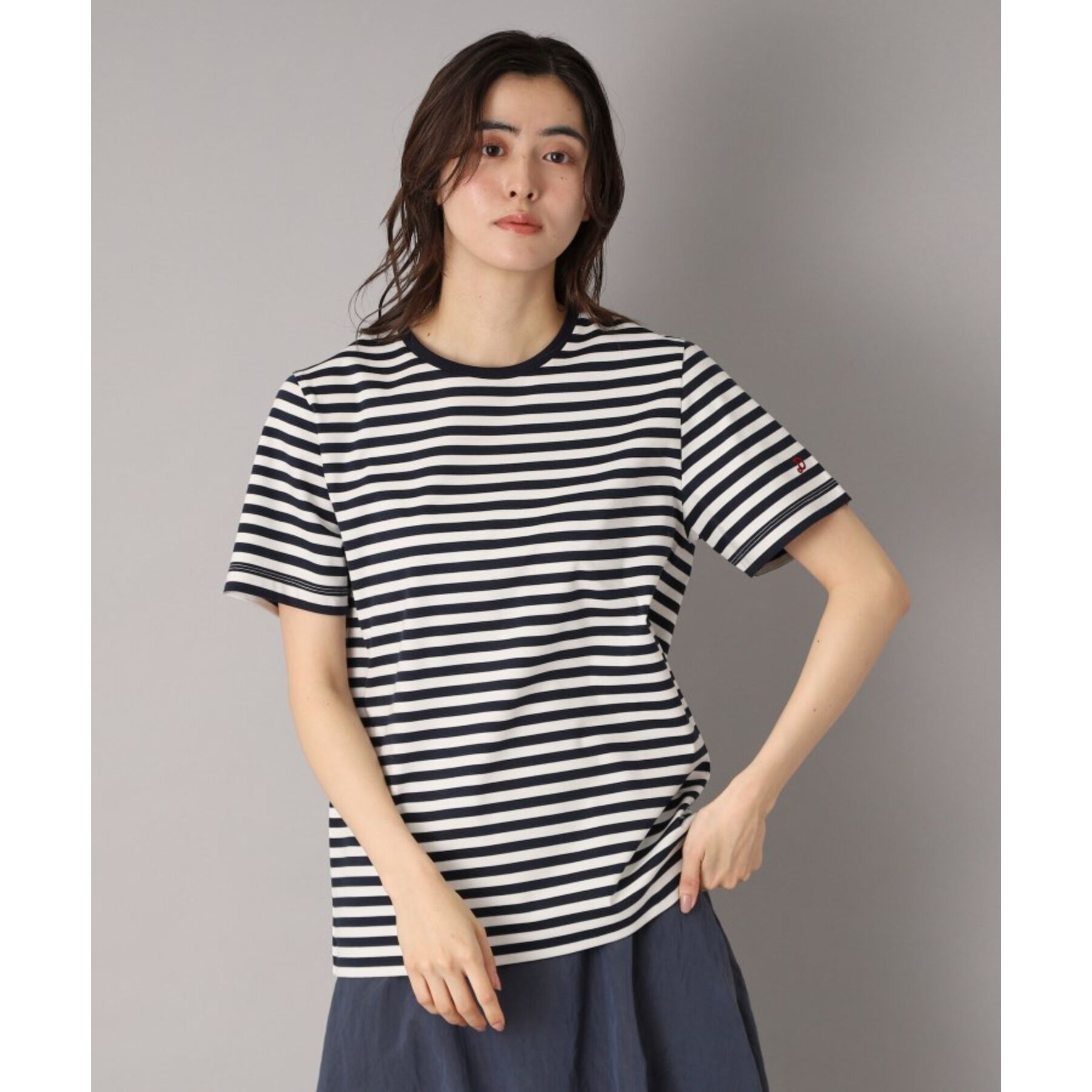 DRESSTERIOR「【接触冷感/抗菌防臭/消臭】アイスクリアコットンボーダーTシャツ」|Tシャツ・カットソー|