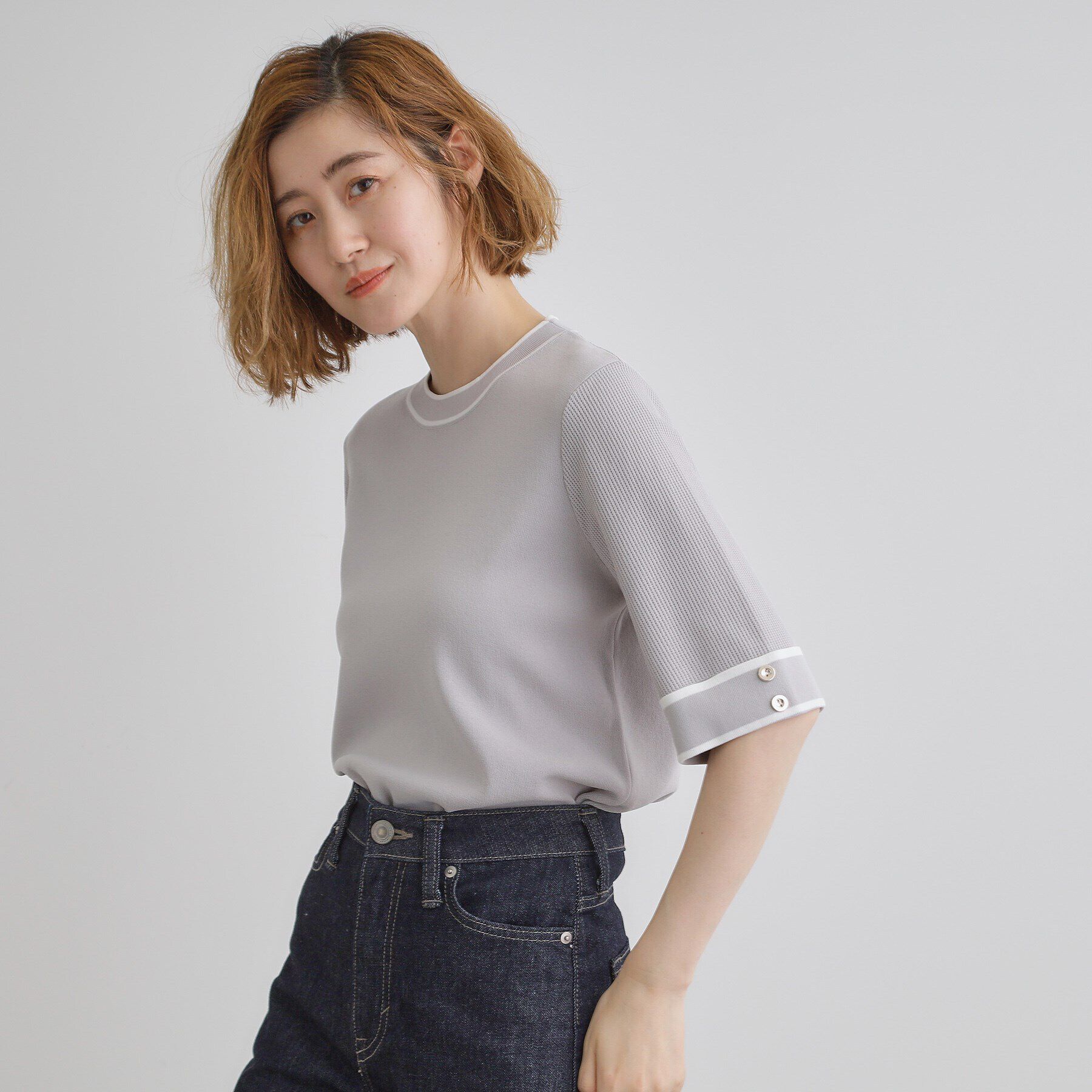 grove「【ひんやり多機能】やわらかドライタッチワイドスリーブプルオーバー」|ニット・セーター|