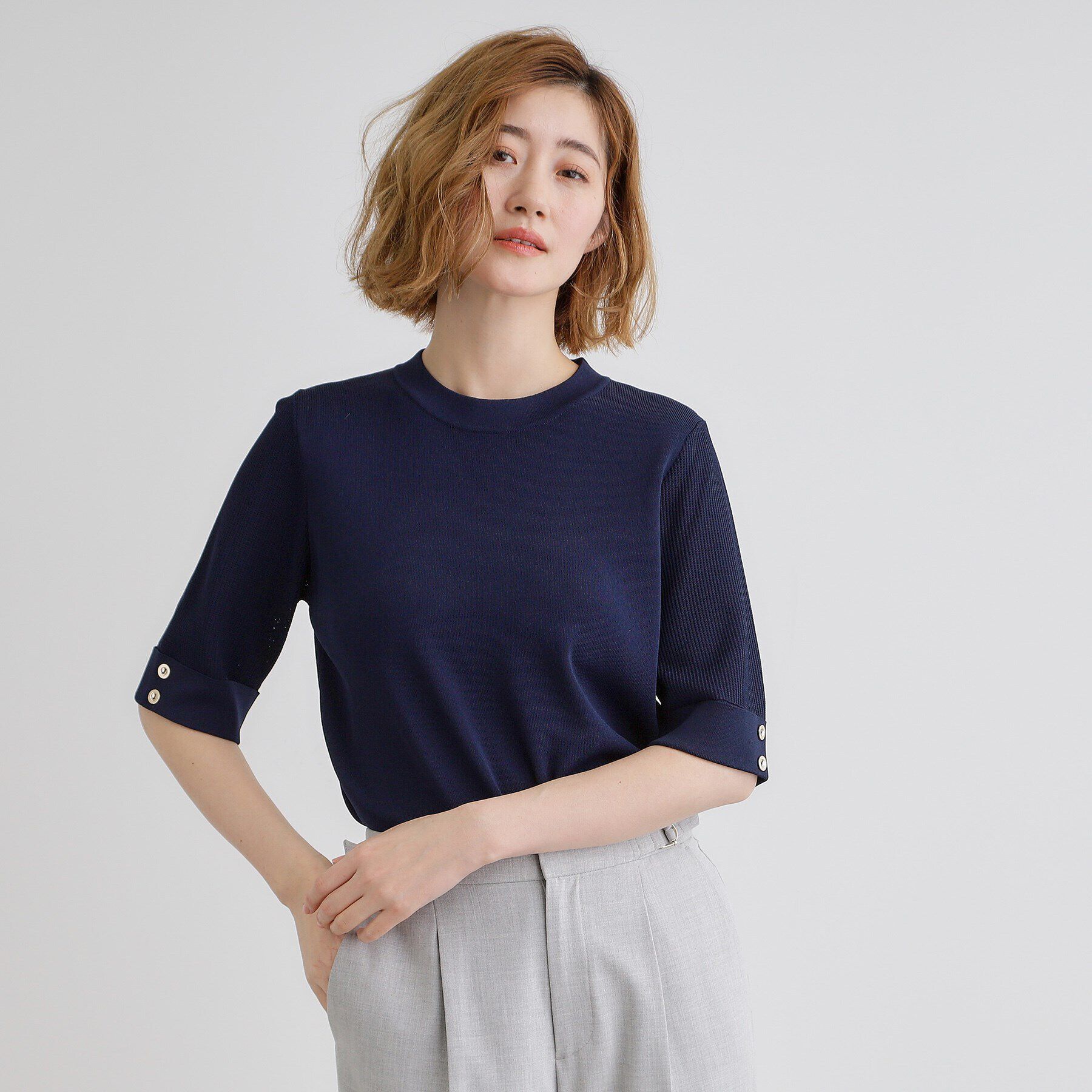 grove「【ひんやり多機能】やわらかドライタッチワイドスリーブプルオーバー」|ニット・セーター|