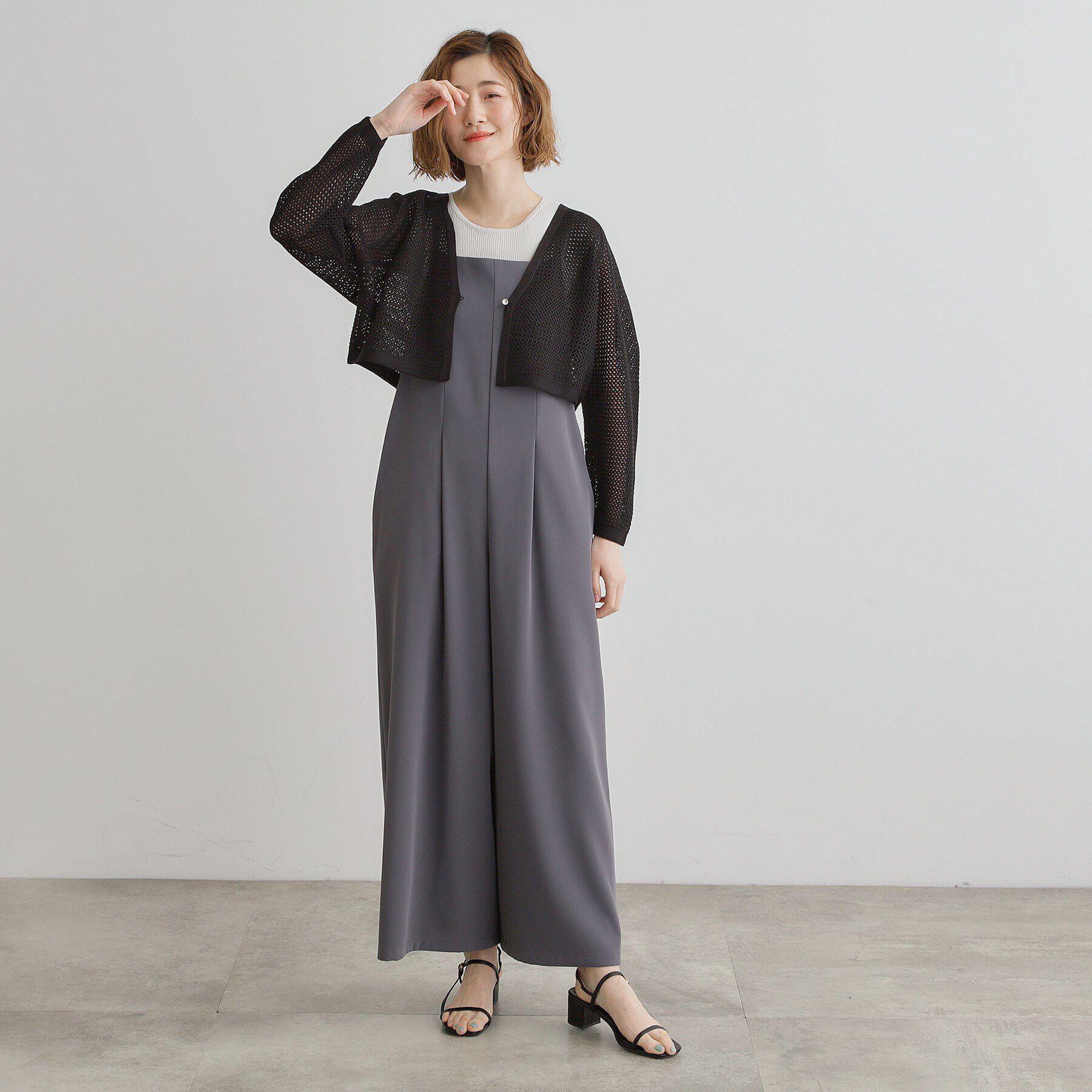 grove「ワイドスリーブメッシュカーディガン」|カーディガン|