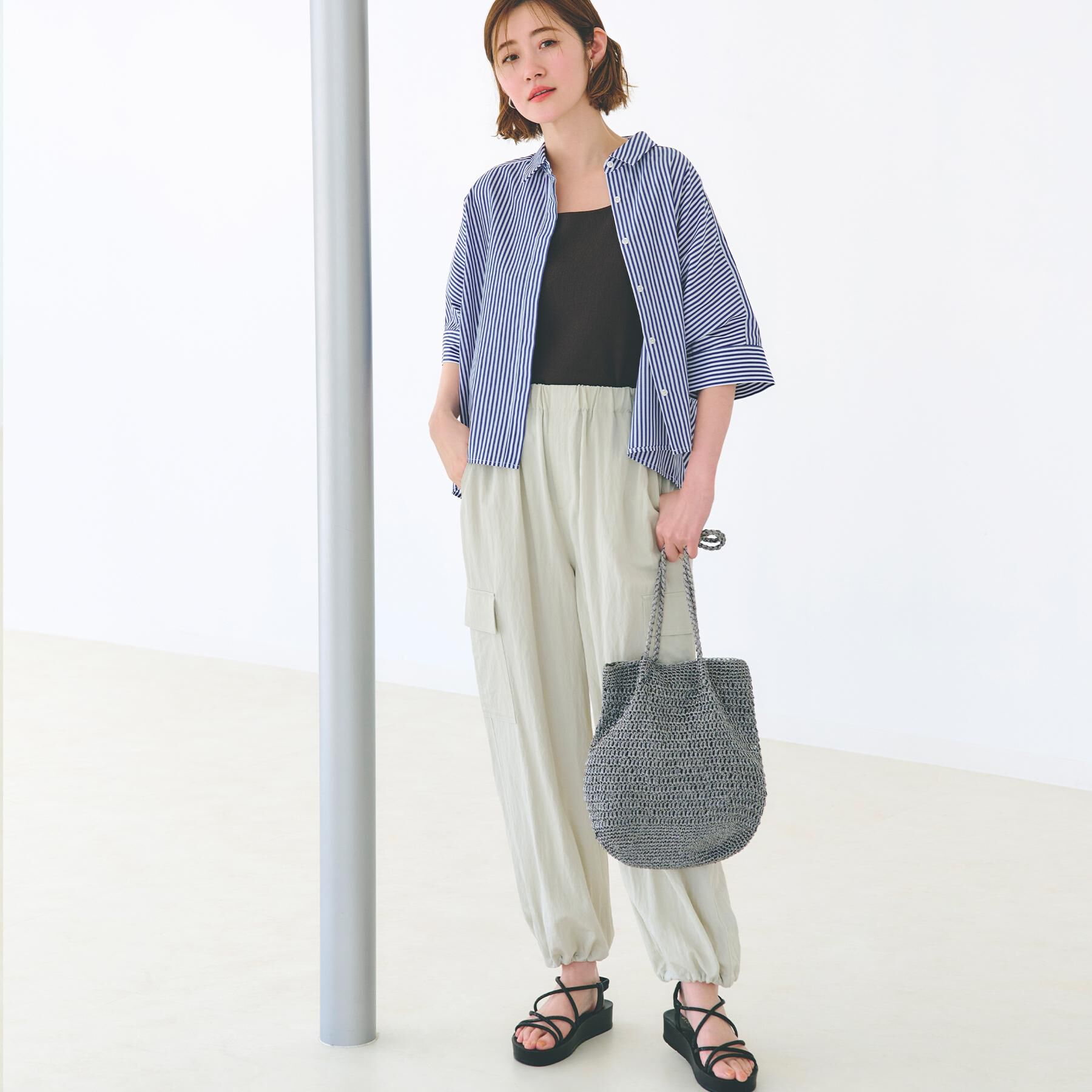 grove「【夏に嬉しい機能付き】ドルマンクロップドシャツ」|シャツ・ブラウス|