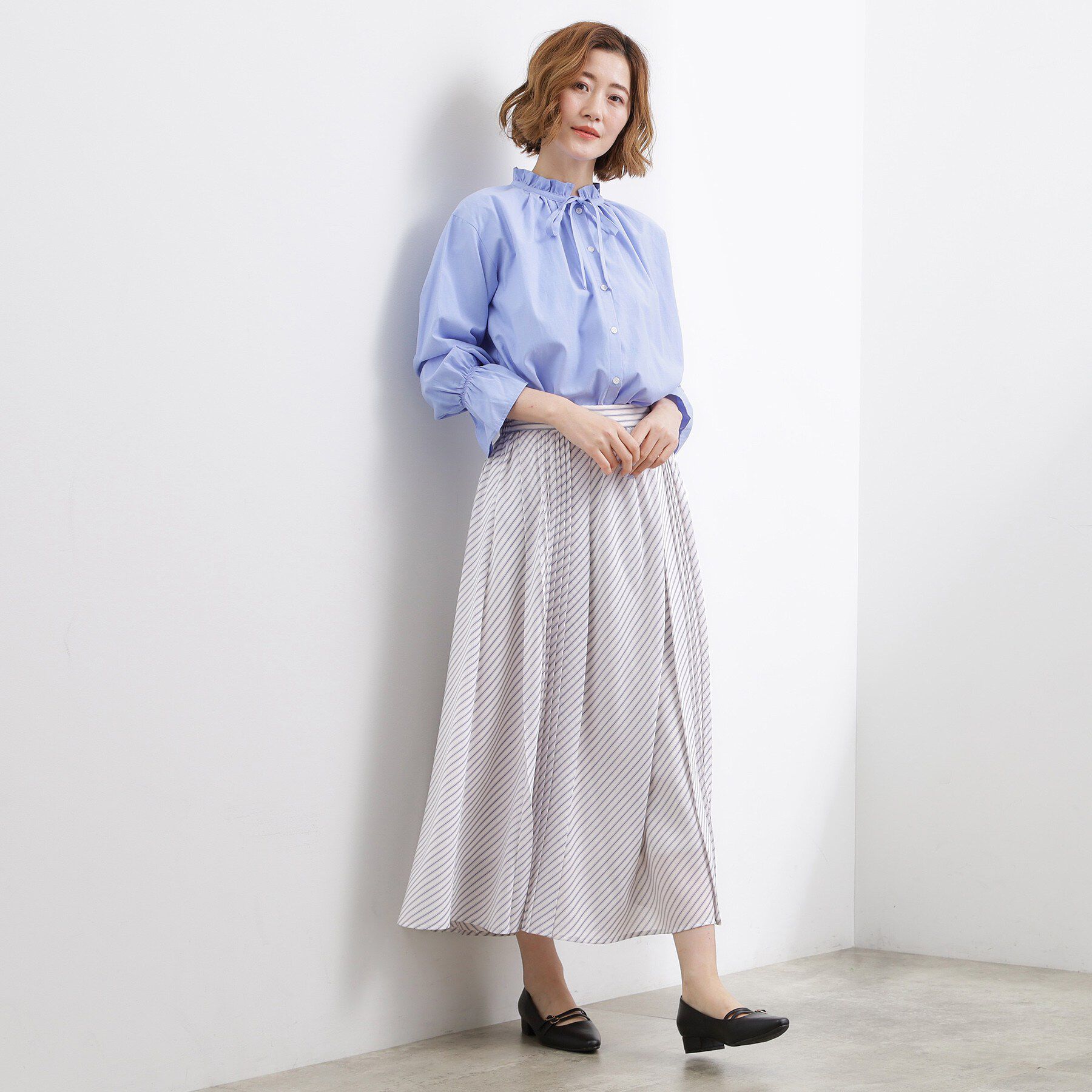 grove「動くたびに表情が生まれる　軽やかストライププリーツスカート」|スカート|