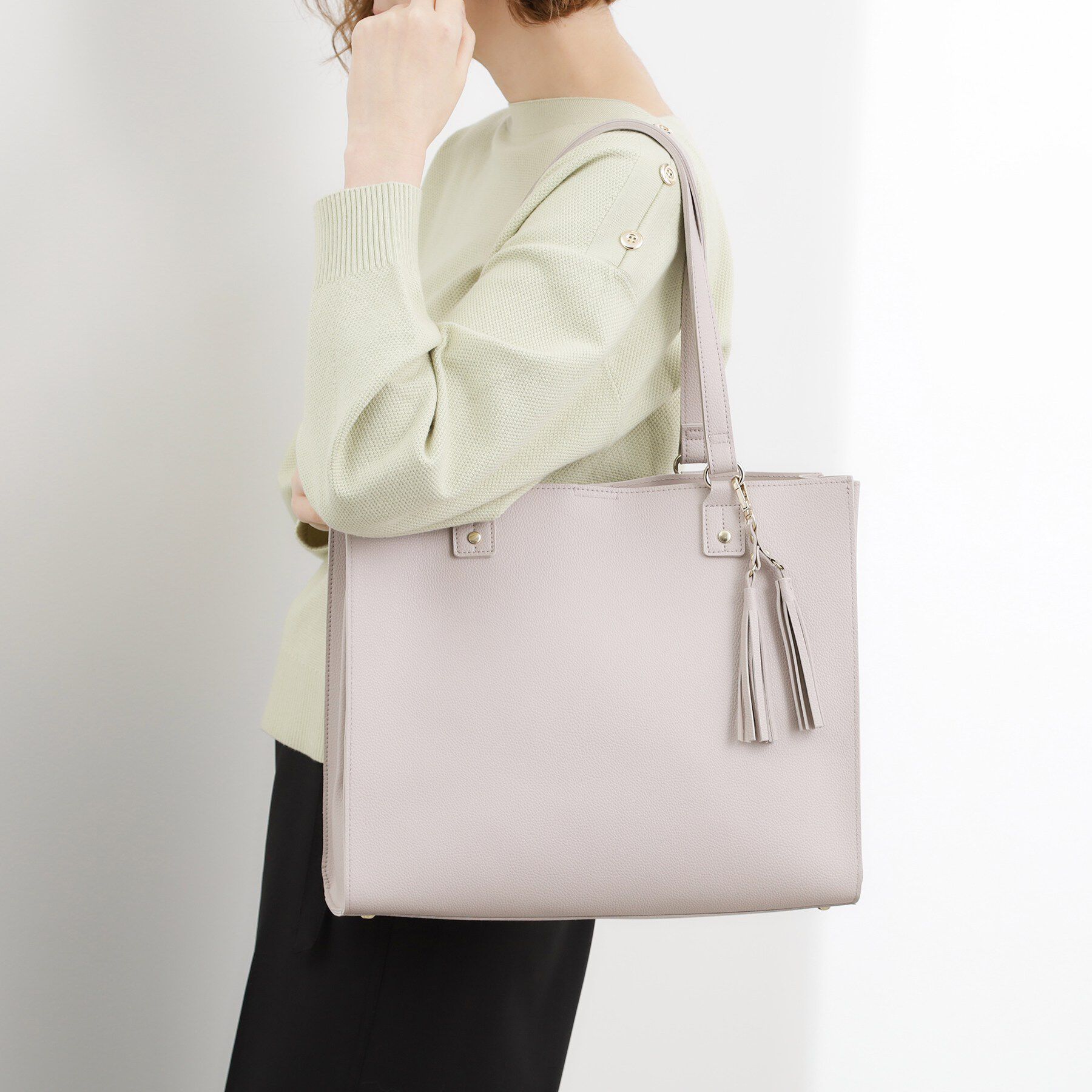 grove「【人間工学】ダブルタッセル中仕切りトート」|トートバッグ|ライトグレー(011