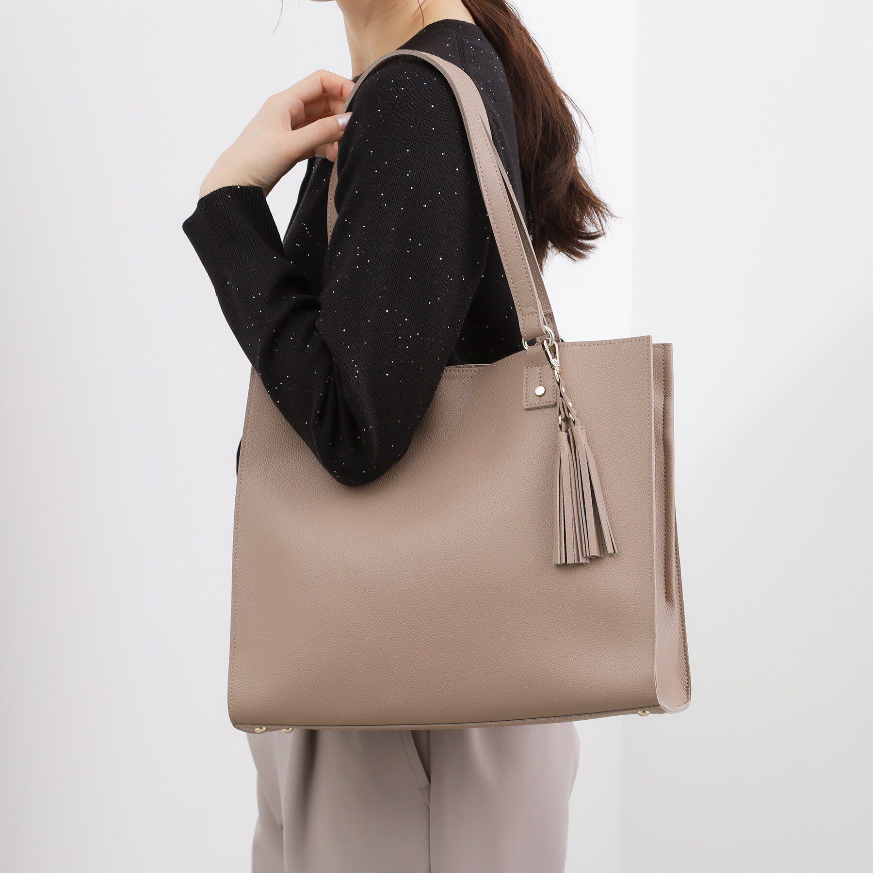 grove「【人間工学】ダブルタッセル中仕切りトート」|トートバッグ|トープ(054)