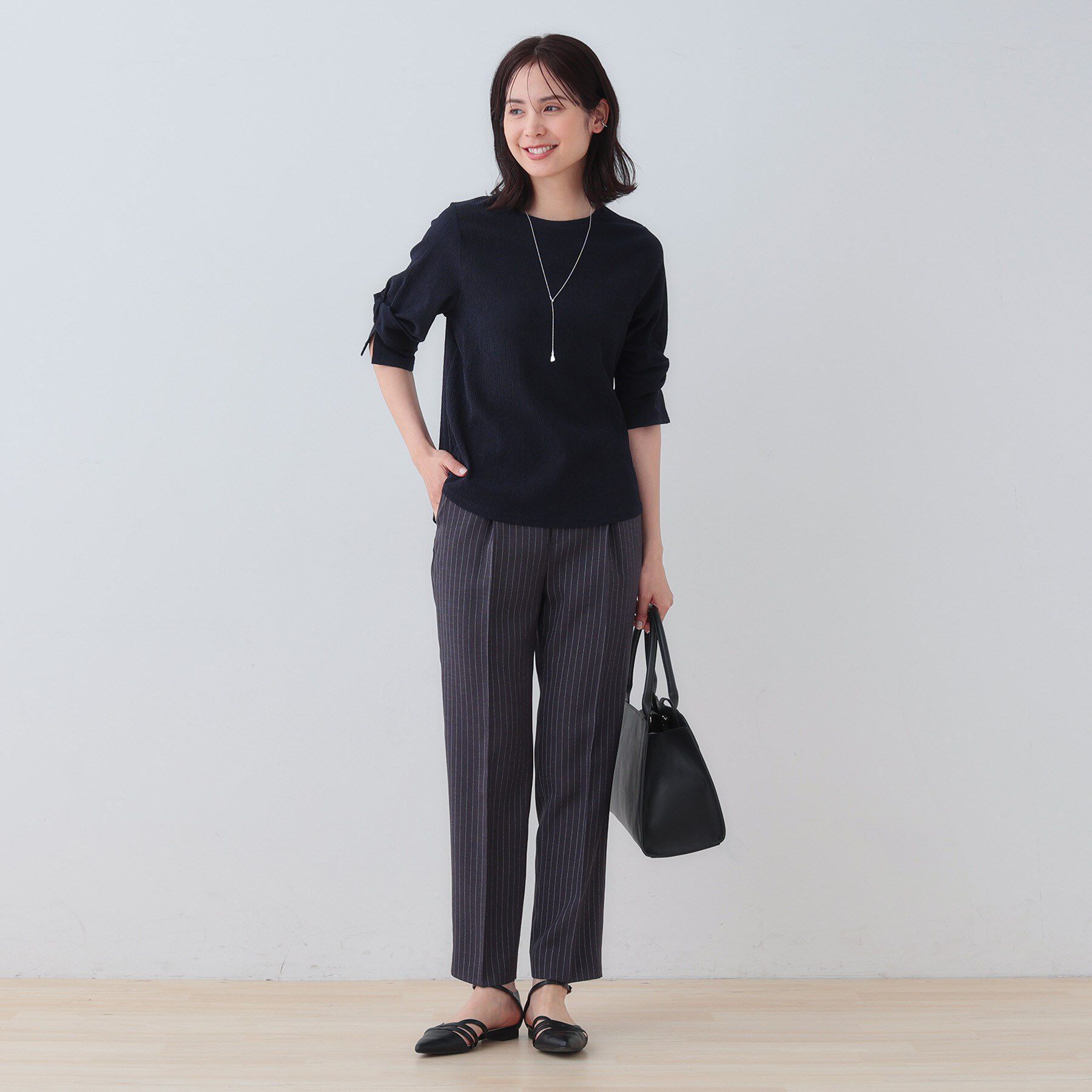 INDIVI「【洗える／吸水速乾／UVケア】ねじりデザイン袖カットソー」|Tシャツ・カットソー|