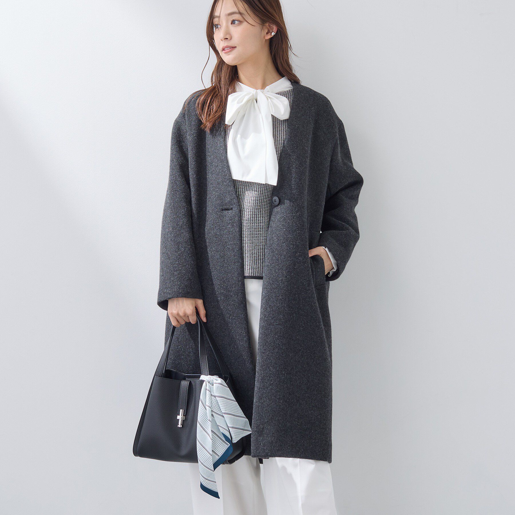 軽量／ウール混】ライトフォルム ロングコート（INDIVI）｜ルミネの