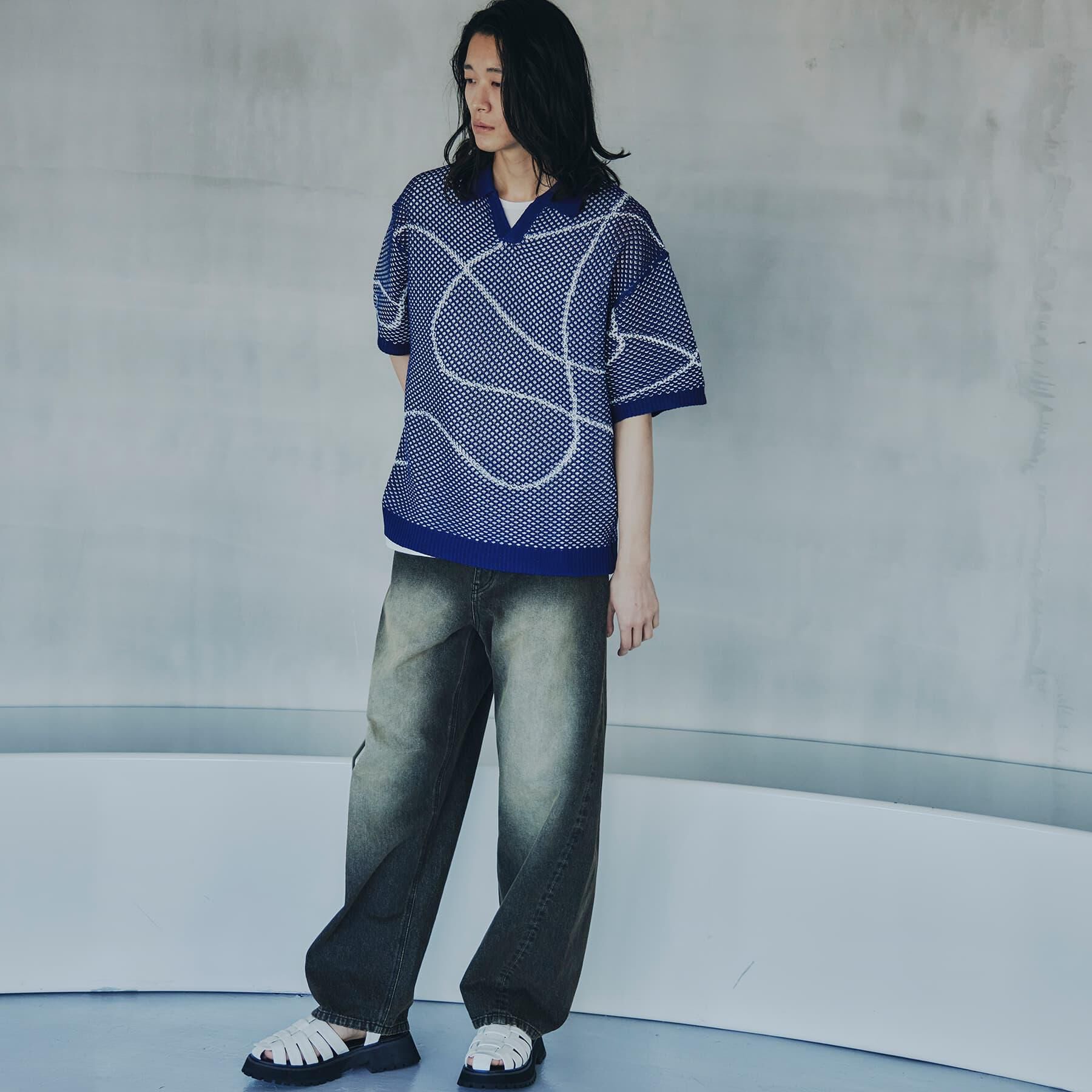 tk.TAKEO KIKUCHI「ラインアートニットポロ」|ニット・セーター|