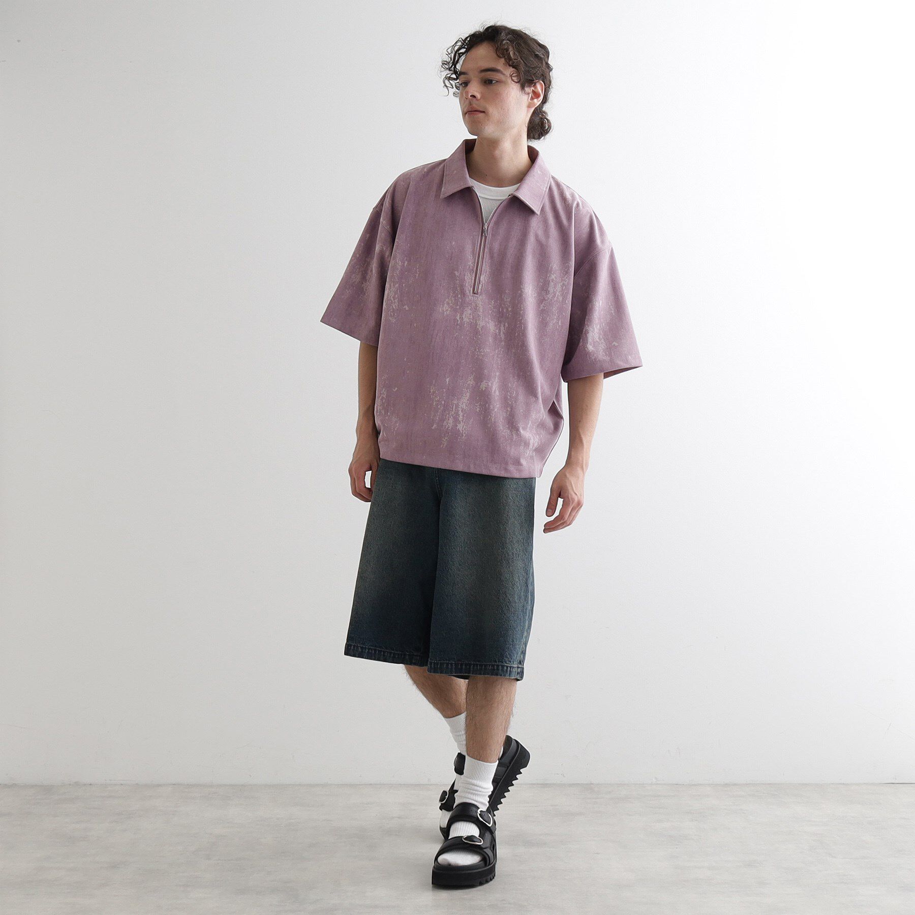 tk.TAKEO KIKUCHI「ヴィンテージライクハーフジップポロシャツ」|ポロシャツ|