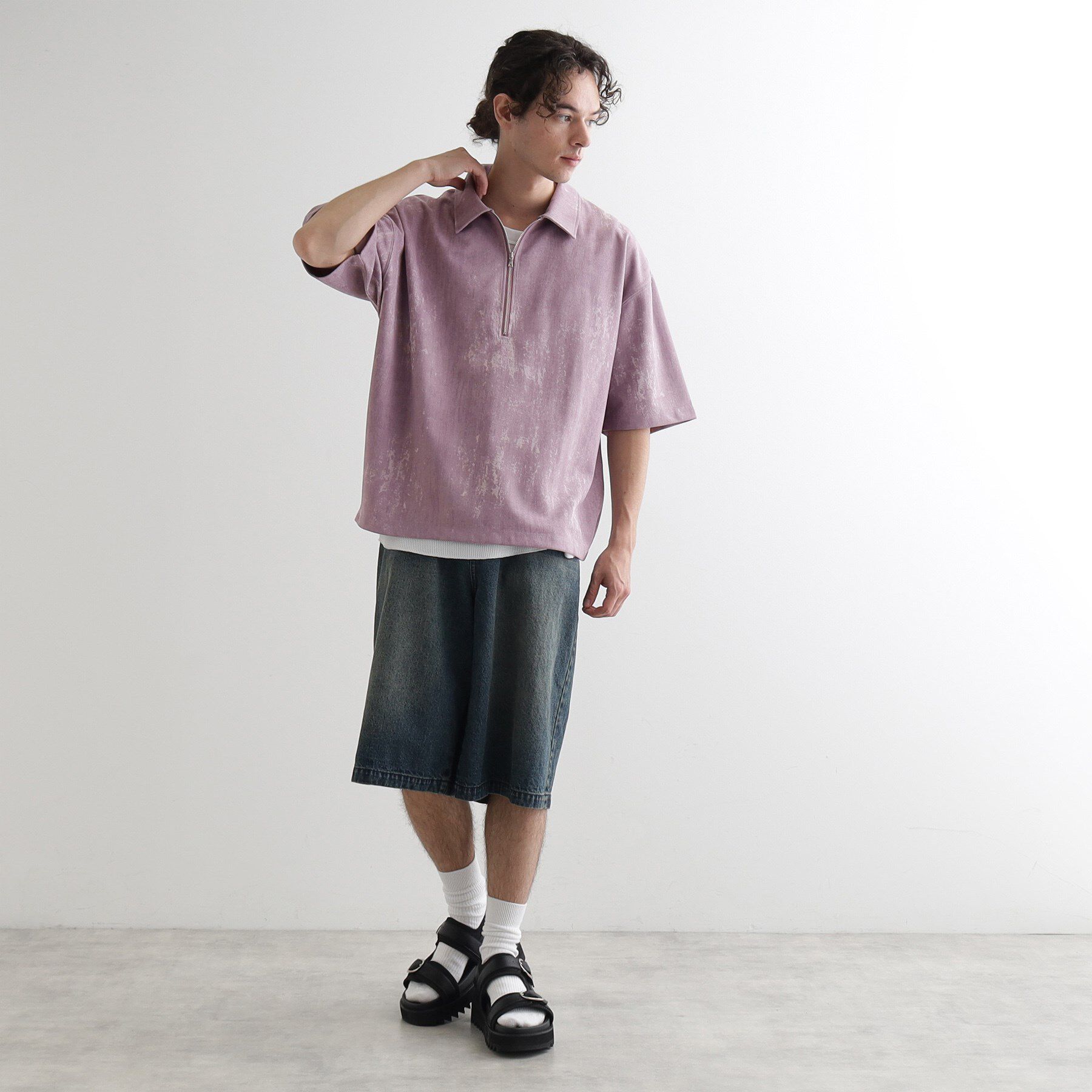 tk.TAKEO KIKUCHI「ヴィンテージライクハーフジップポロシャツ」|ポロシャツ|