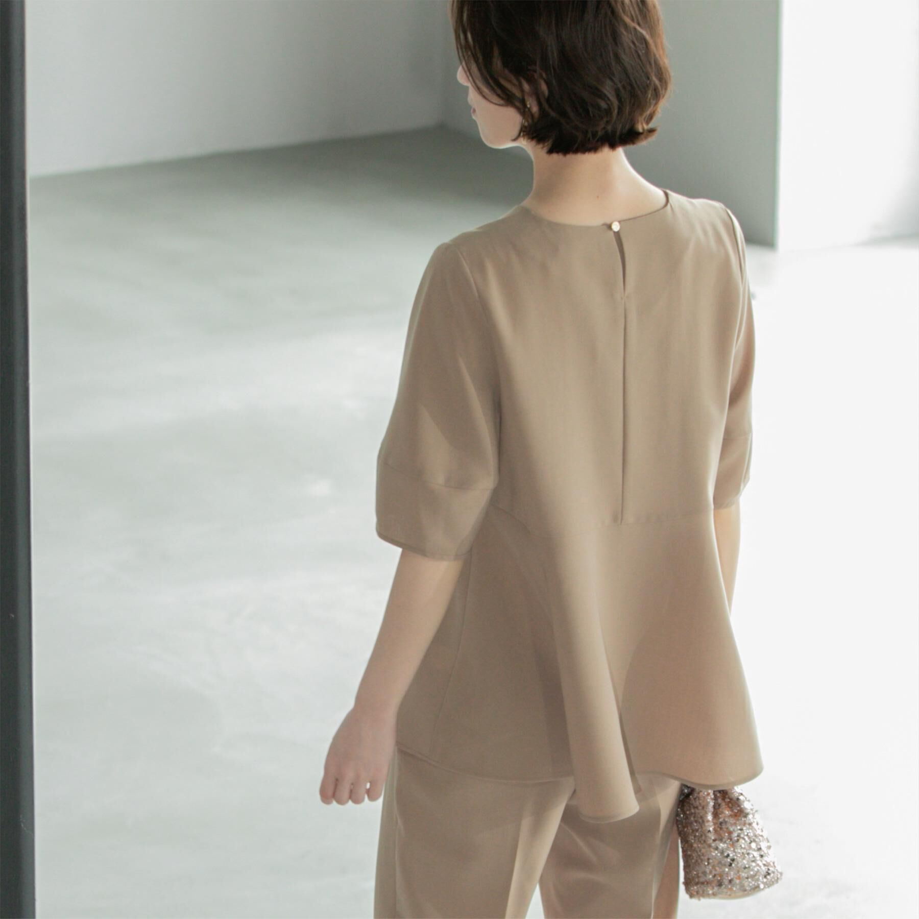 OPAQUE.CLIP「《6色展開》ストレッチペプラムブラウス/セットアップ対応【洗濯機洗い可/防シワ】」|シャツ・ブラウス|