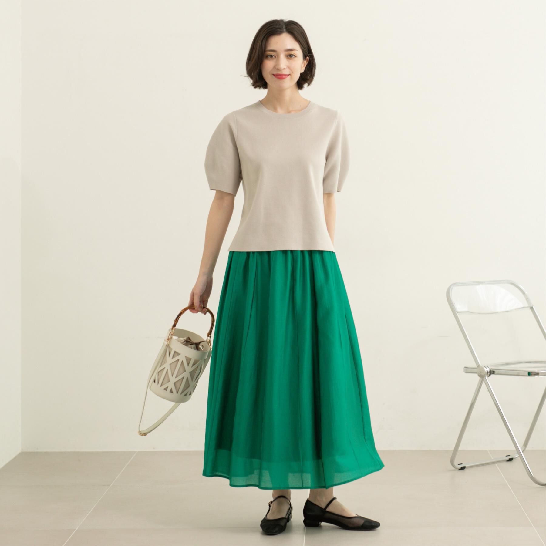 OPAQUE.CLIP「カーブスリーブニット【UV/洗濯機洗い可】」|ニット・セーター|