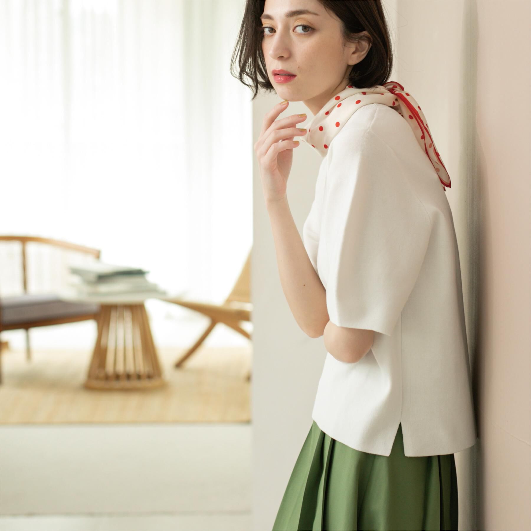 OPAQUE.CLIP「カーブスリーブニット【UV/洗濯機洗い可】」|ニット・セーター|