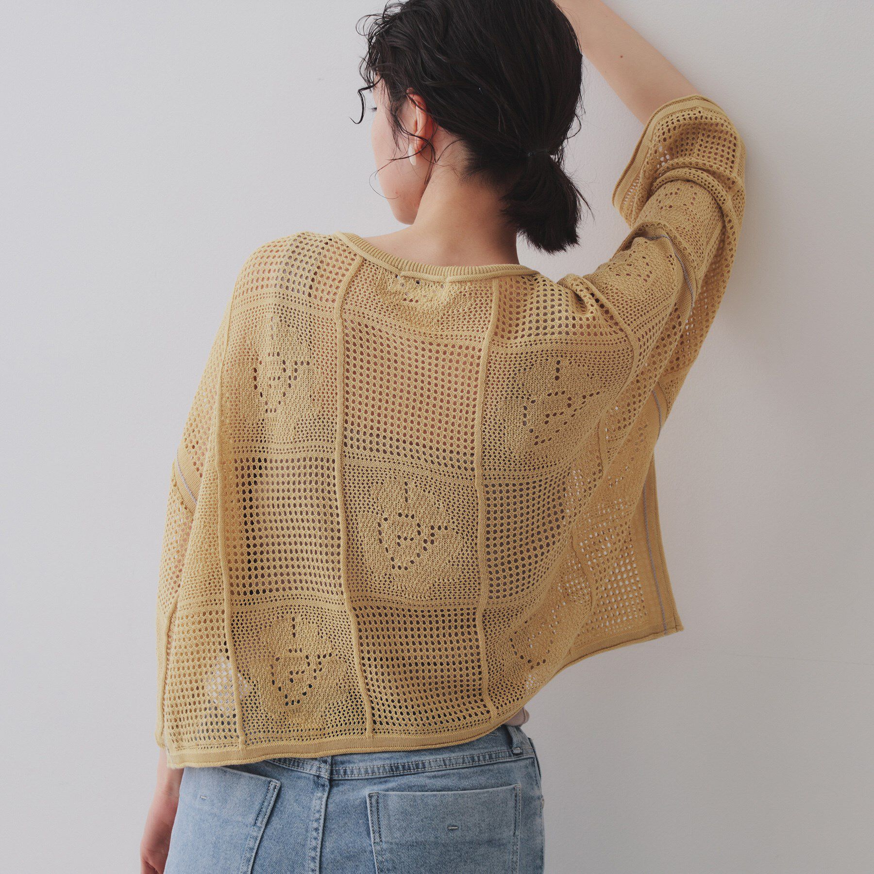 OPAQUE.CLIP「麻混モチーフ柄スカシニット【洗濯機洗い可】」|ニット・セーター|