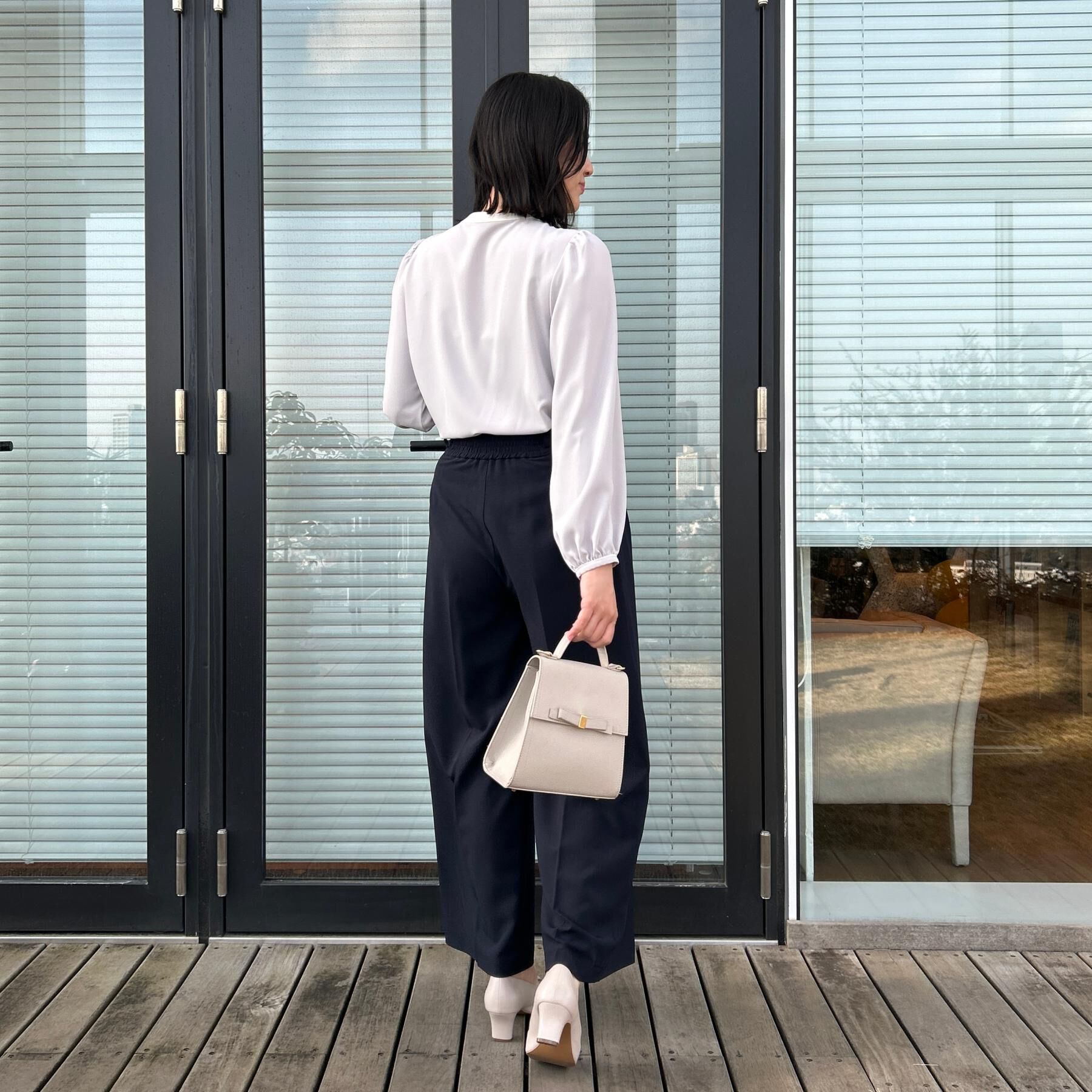 Couture broach「【洗える・ハレの日・通勤】配色 細リボンタイ ブラウス」|シャツ・ブラウス|