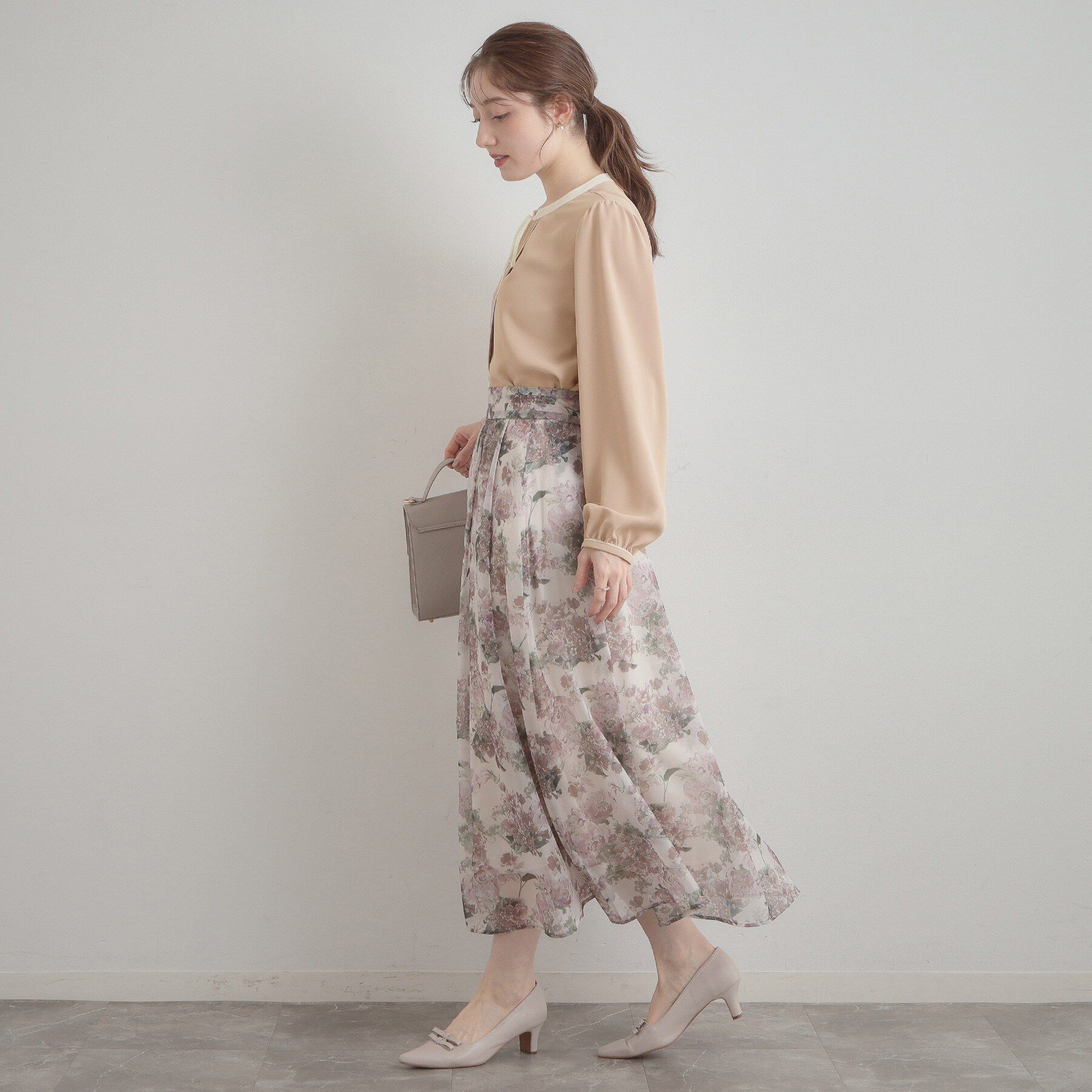 Couture broach「【洗える・ハレの日・通勤】配色 細リボンタイ ブラウス」|シャツ・ブラウス|