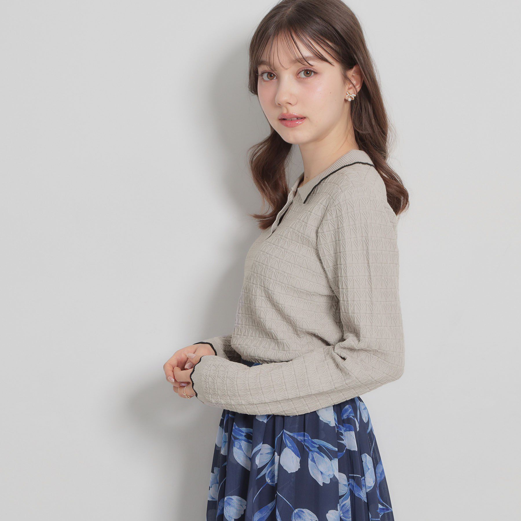 Couture broach「【洗える着映え】ビジュー釦ポロニット」|ニット・セーター|