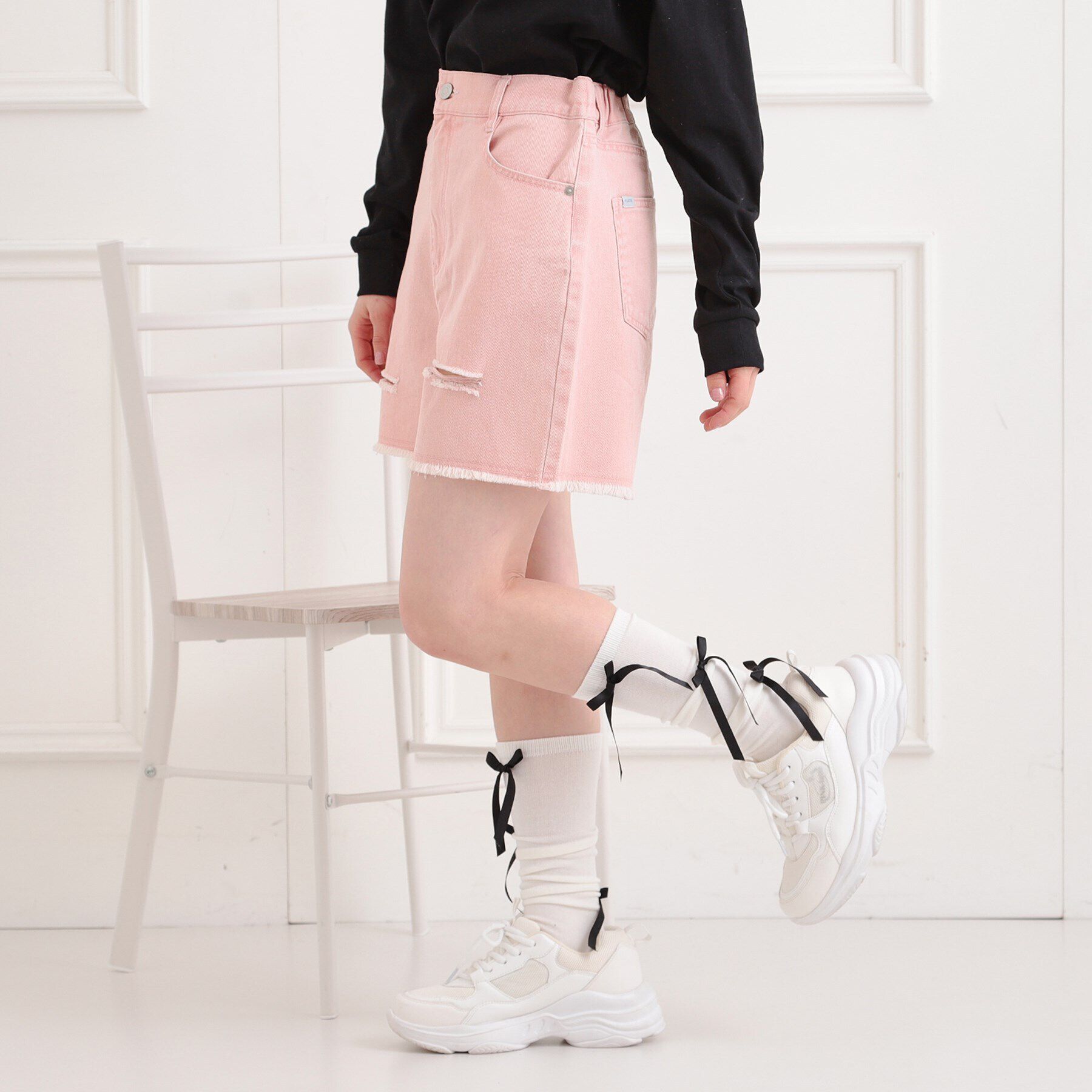 PINK-latte「◆ダメージショートパンツ」|キュロット|