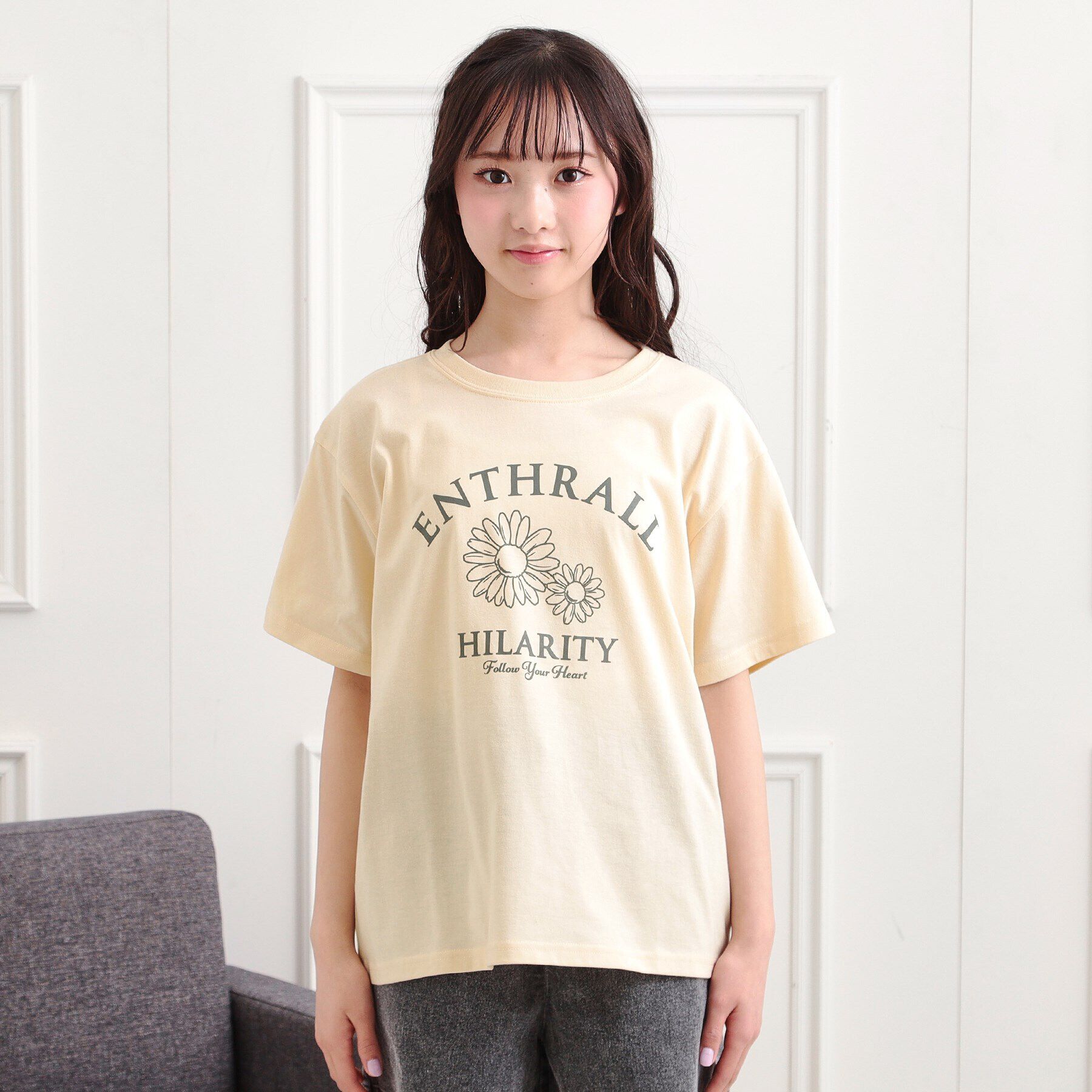 PINK-latte「フラワーモチーフTシャツ」|Tシャツ・カットソー|