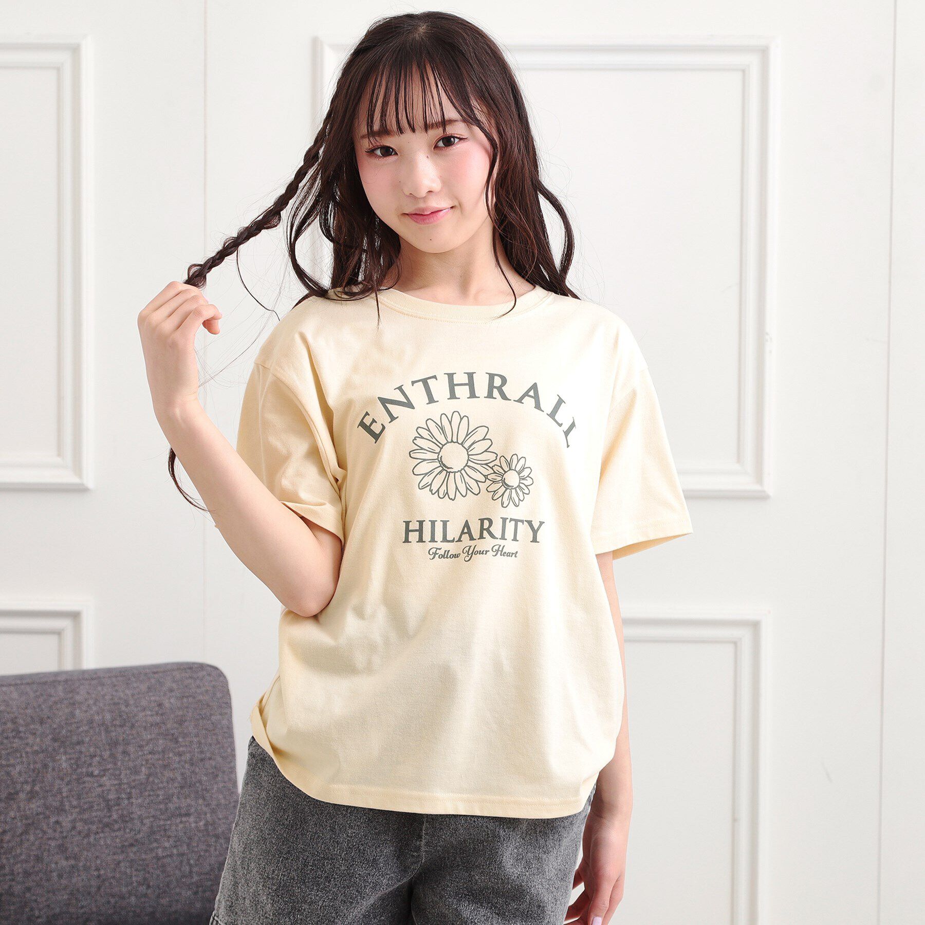 PINK-latte「フラワーモチーフTシャツ」|Tシャツ・カットソー|