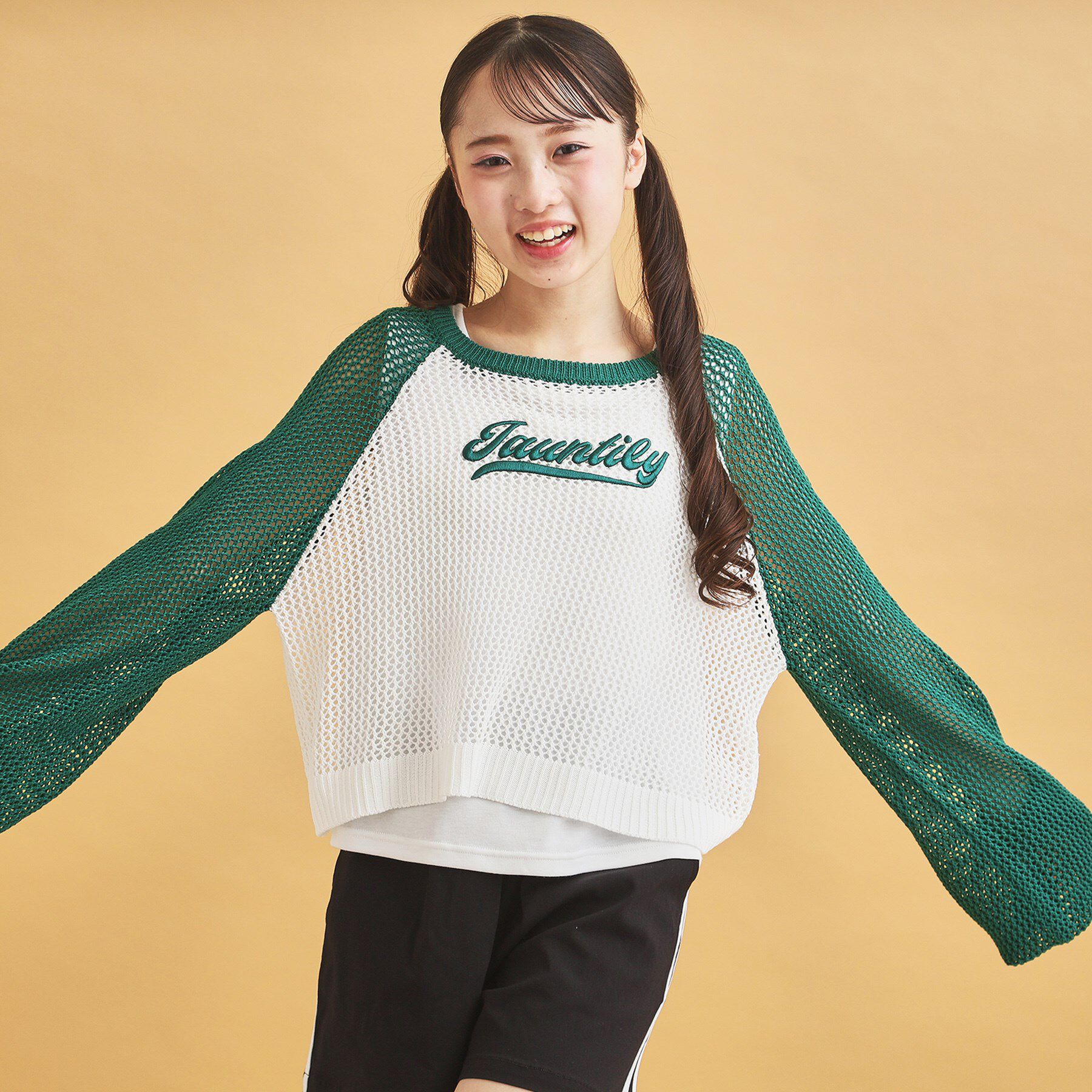 PINK-latte「【セットアイテム】ラグランメッシュ＋タンク」|その他|グリーン(023)